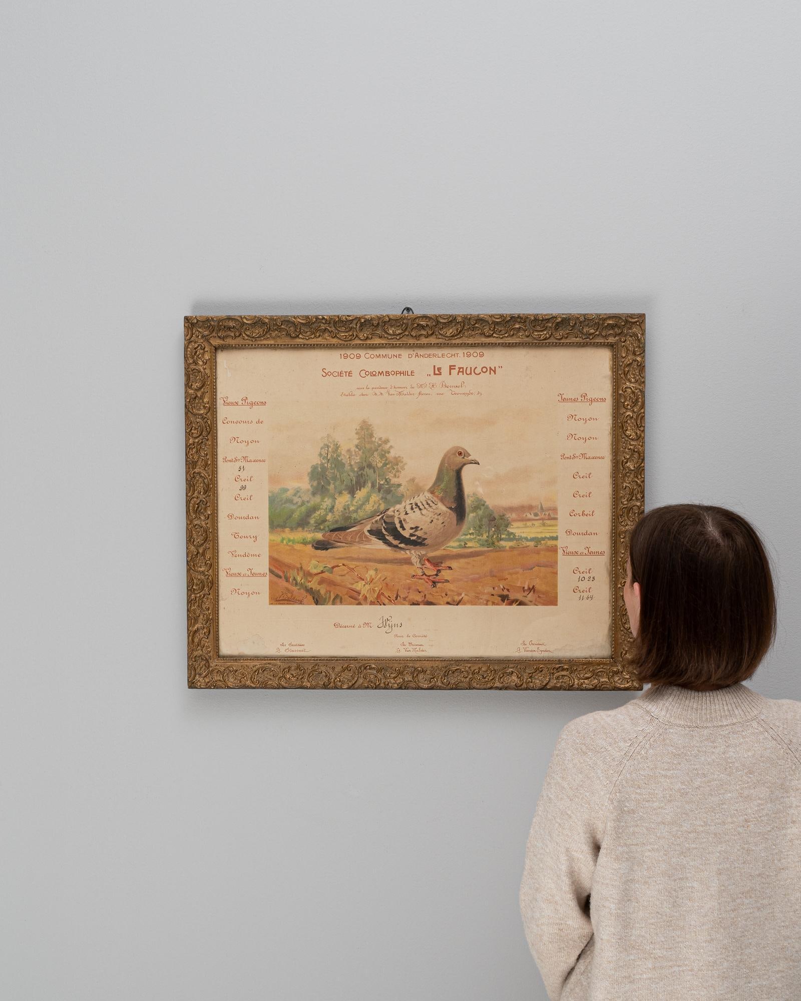 20th Century Belgian Artwork With Wooden Frame - 5