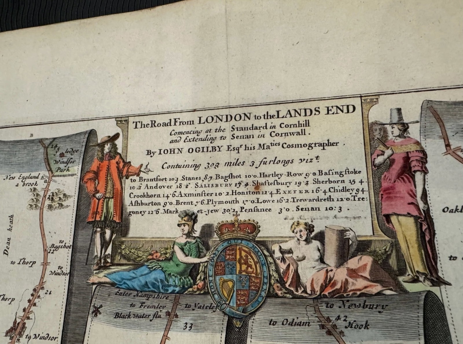 Set of 5 John Ogilby 1675 Hand Colored Road Maps Britannia England - 5