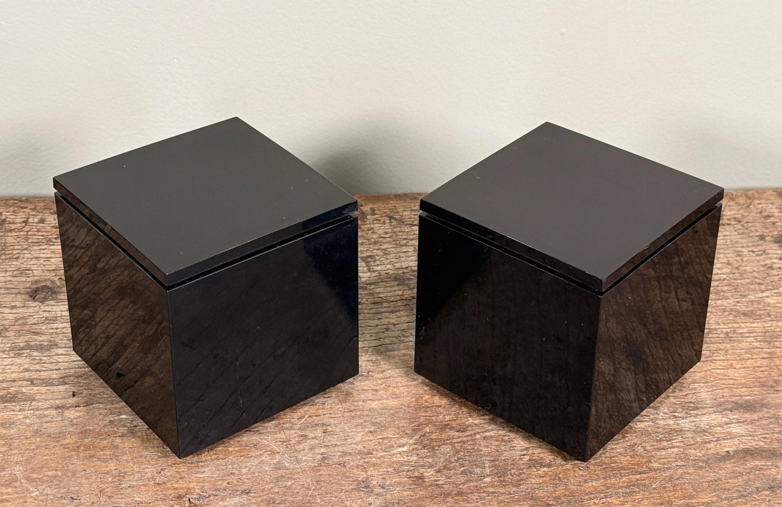 c.1970's Italian Mid Century Modern Cini & Nils Cuboluce Black Acrylic Table Lamps - A Pair - 7