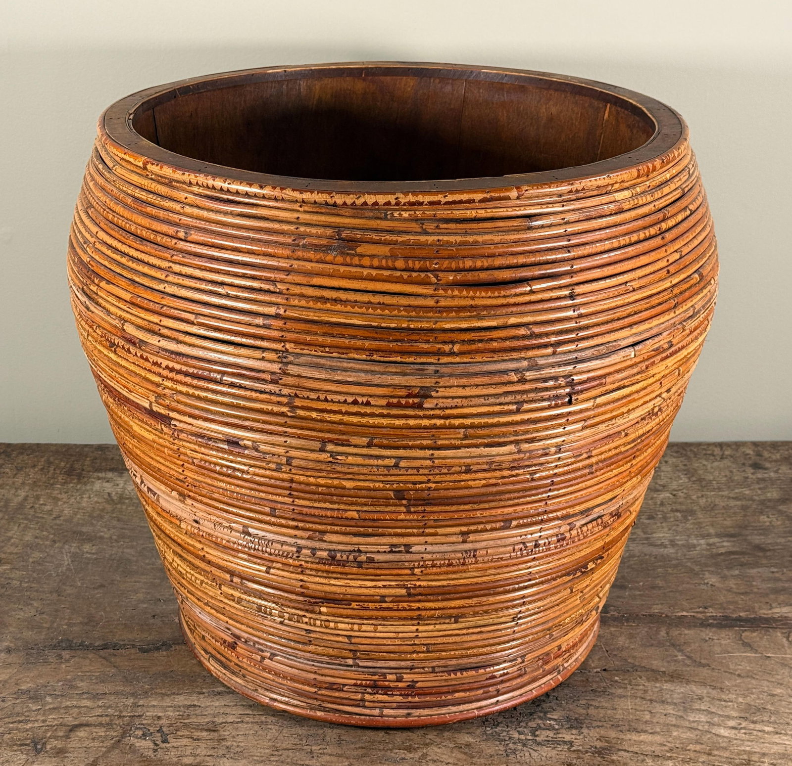 Large Vintage Pencil Reed Floor Planter Cache Pot - 5