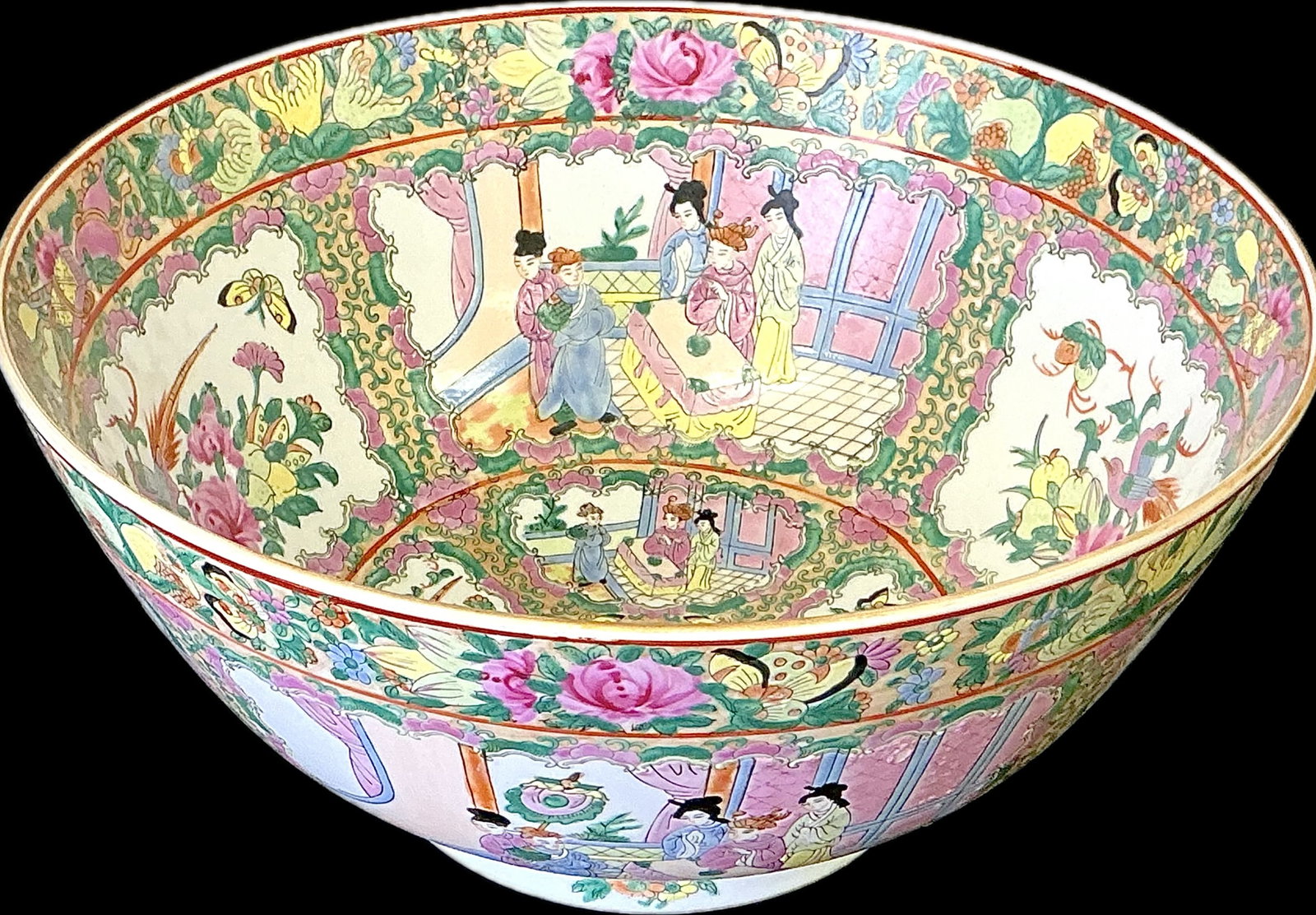 19th Century Large Chinese Famille Rose Medallion Porcelain Punch Bowl - 5