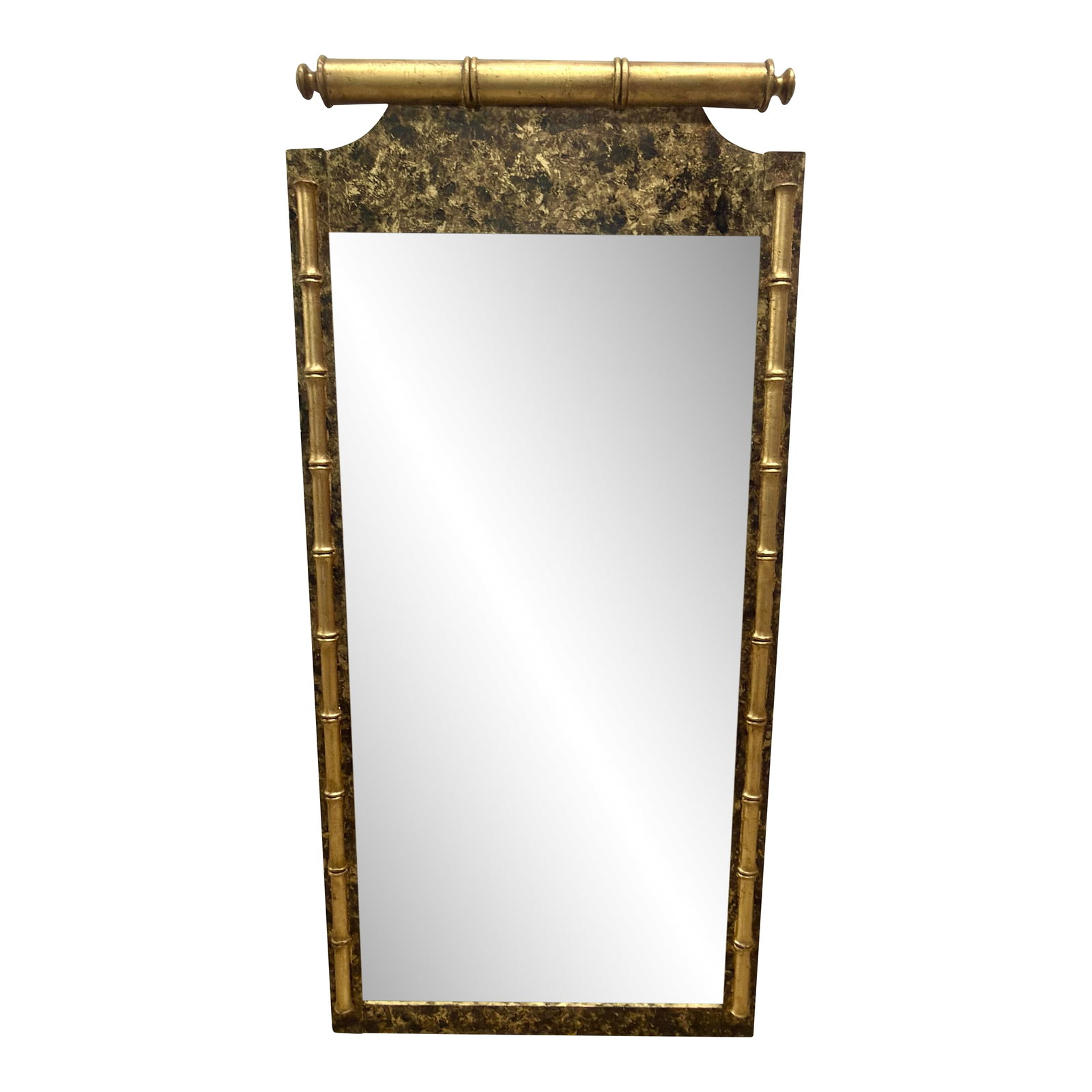 Vintage Palm Beach Regency Faux Bamboo Parcel Gilt Faux Tortoiseshell Wall Mirror - Newly Painted (1 of 12)