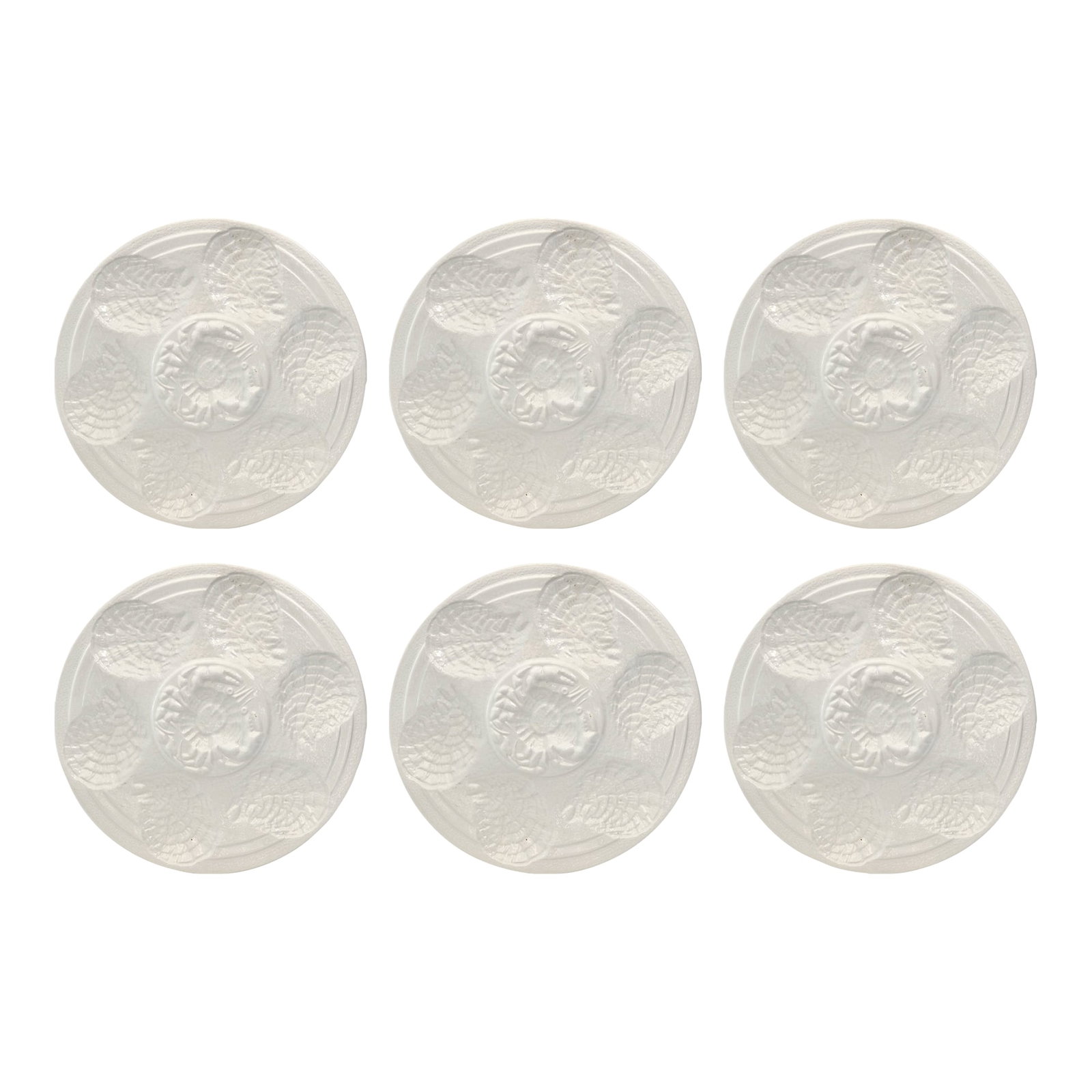 Antique French Sarreguemines Oyster Plates W/ Crab: Spring lunches stretch longer. Rose stays colder. Seafood towers reappear. And this is exactly the plate you want in the middle of it all. Six antique Sarreguemines oyster plates, glazed in luminous