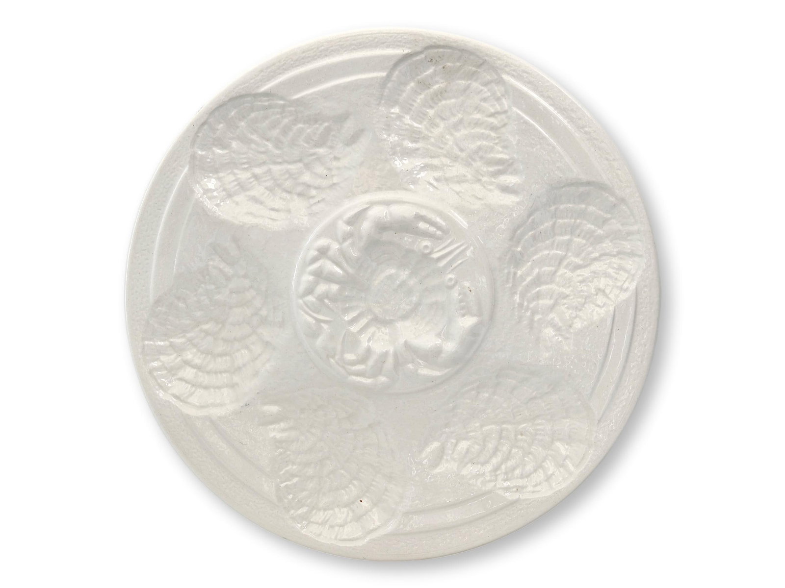Antique French Sarreguemines Oyster Plates W/ Crab - 3
