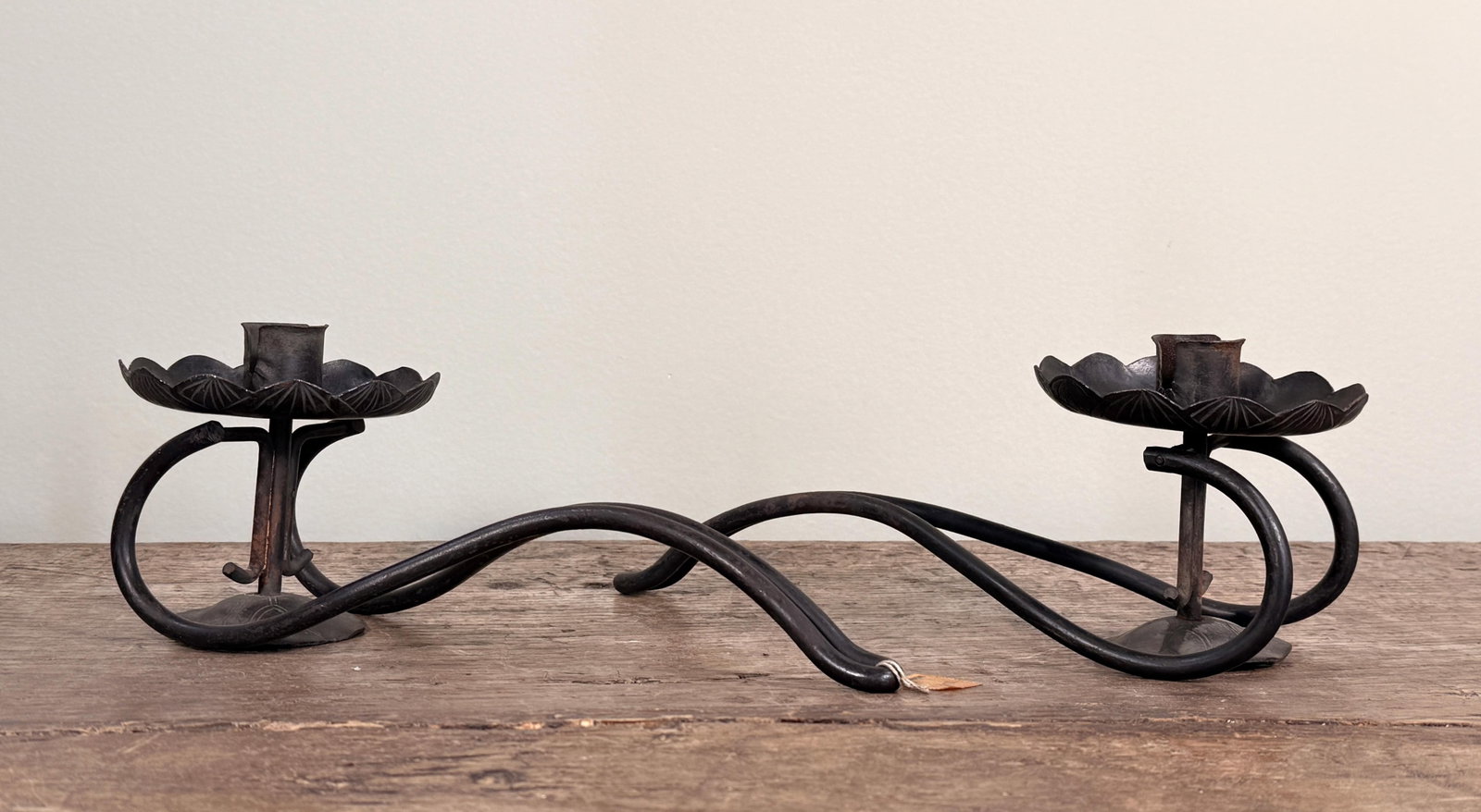Vintage 1950s Japanese Hand Forged Iron Taper Candle Holders for Wall or Table - A Pair - 3