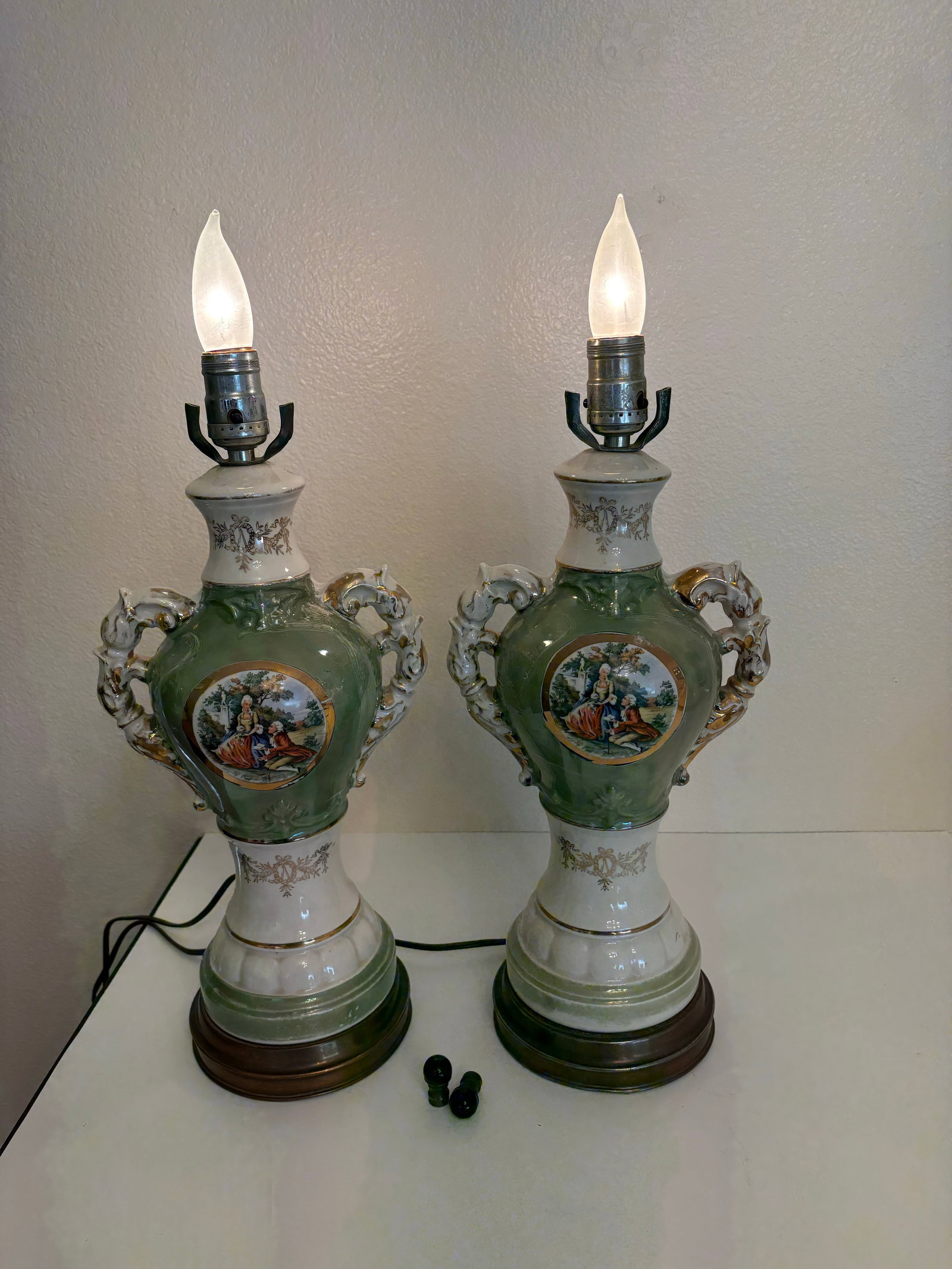 1950s French Court Victorian Lamps by Jean Honore' Fragonard -a Pair - 3