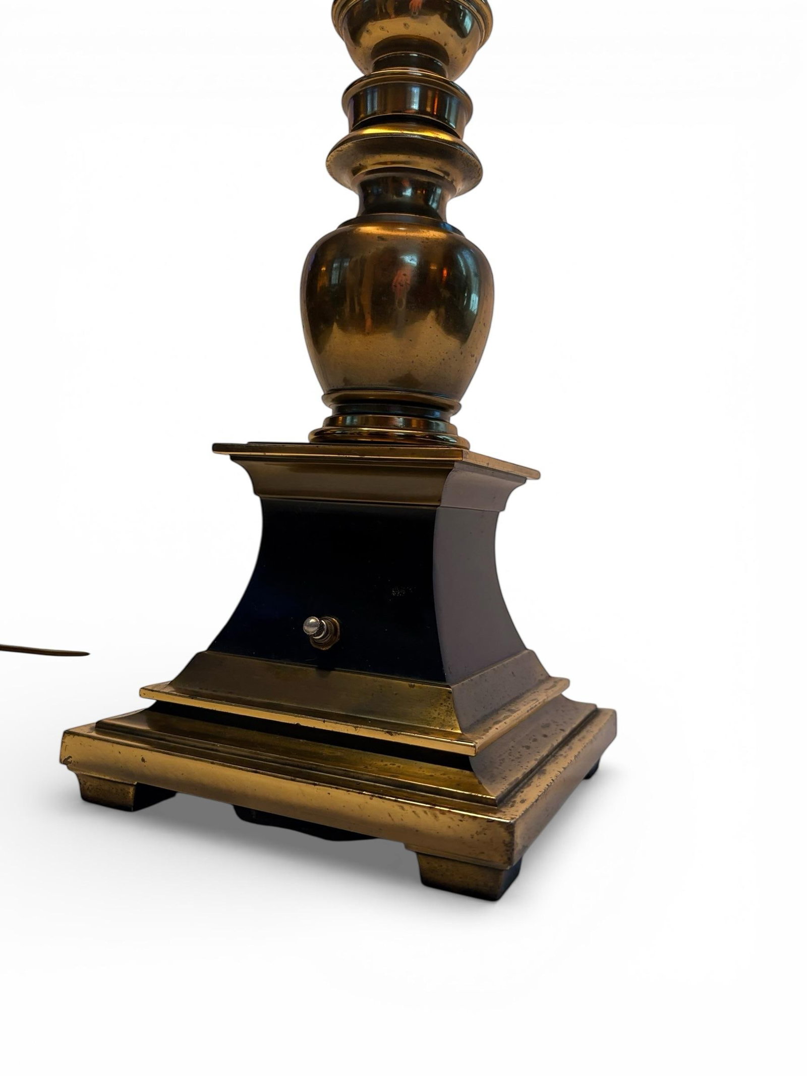 1960s MCM Torchiere Lamp Stiffel, Candle Stick Neoclassical Brass Finish With Original Shade & Finia - 6