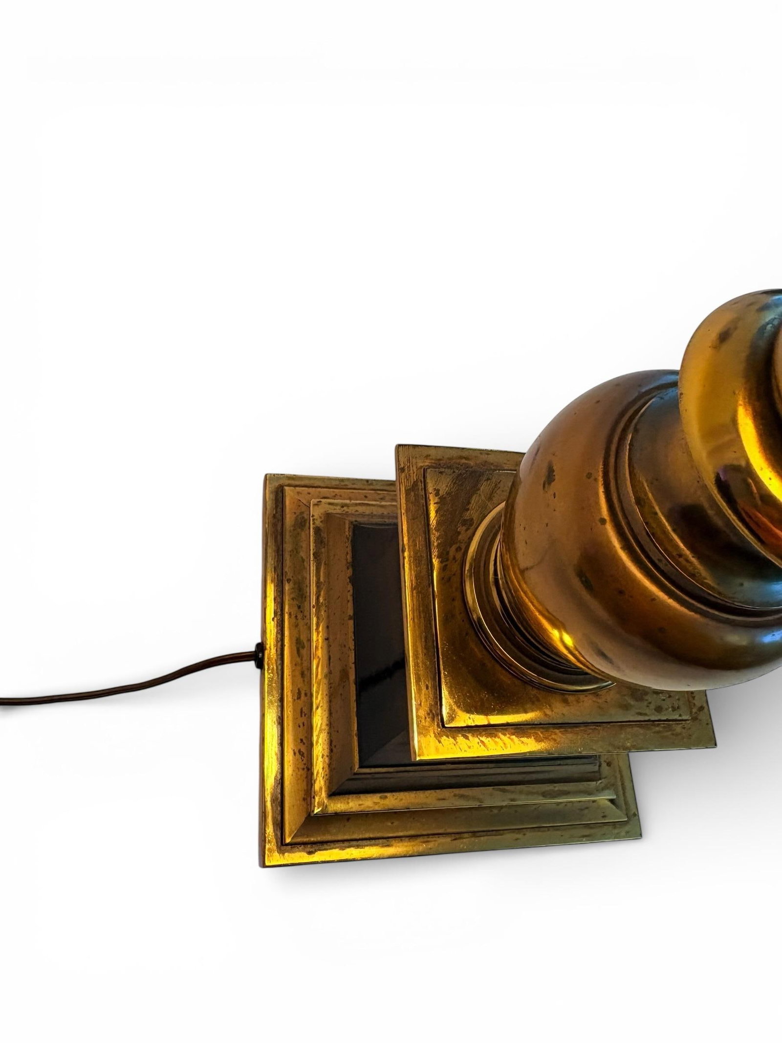 1960s MCM Torchiere Lamp Stiffel, Candle Stick Neoclassical Brass Finish With Original Shade & Finia - 7