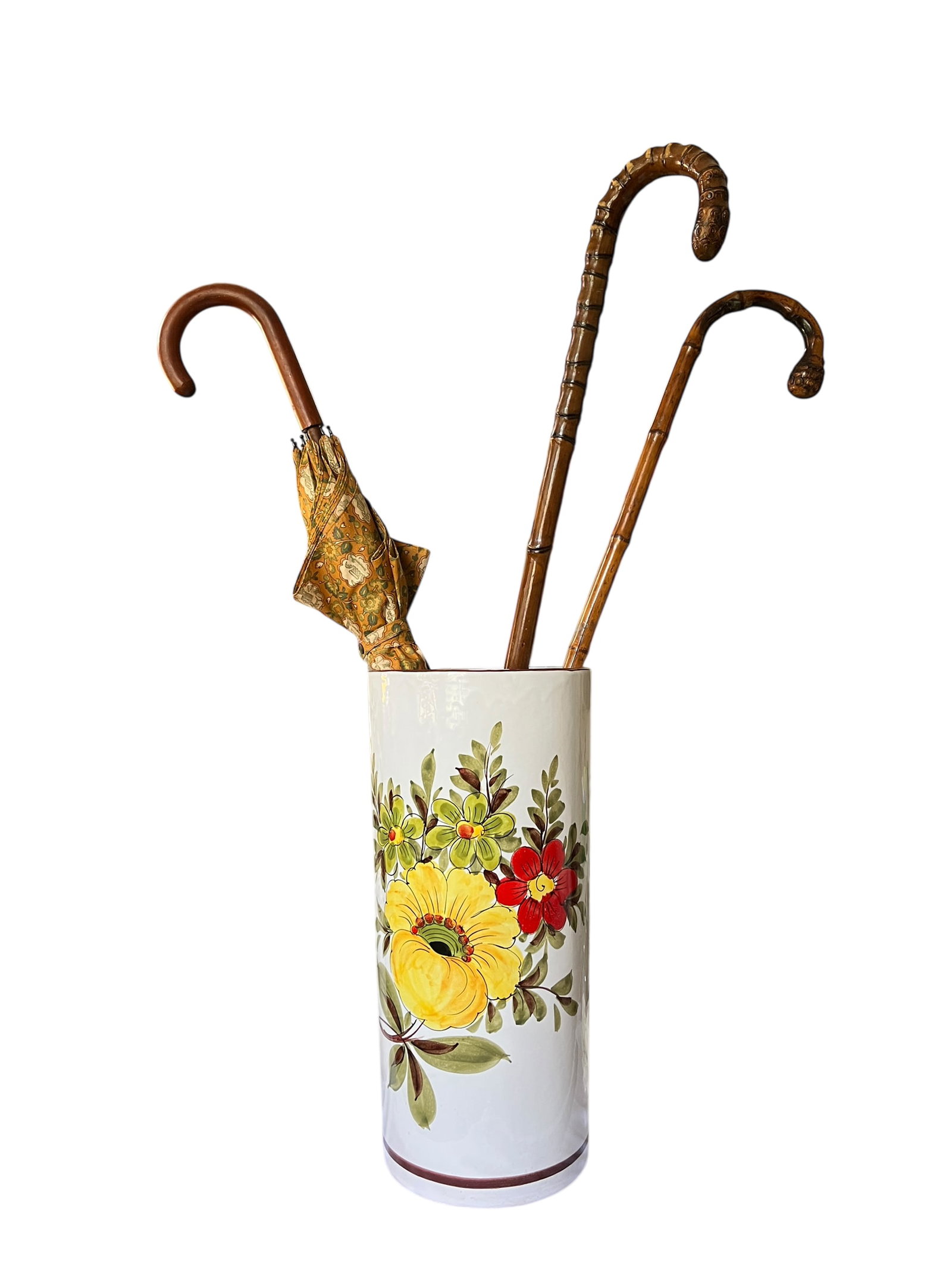 Vintage Italian Hand-Painted Ceramic, Umbrella Stand / Floor Vase in the Deruta / Faenza Tradition ( - 2
