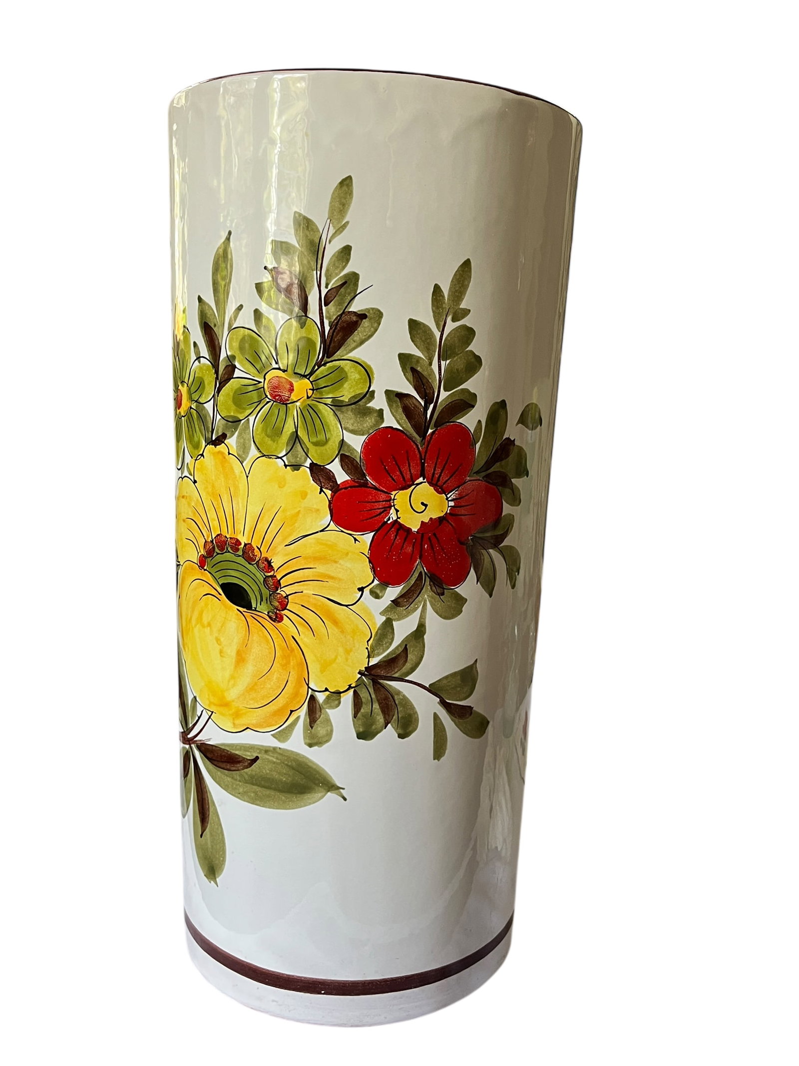 Vintage Italian Hand-Painted Ceramic, Umbrella Stand / Floor Vase in the Deruta / Faenza Tradition ( - 3