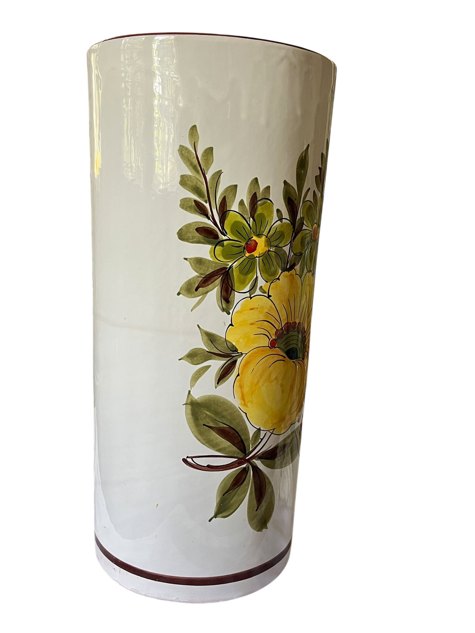 Vintage Italian Hand-Painted Ceramic, Umbrella Stand / Floor Vase in the Deruta / Faenza Tradition ( - 7
