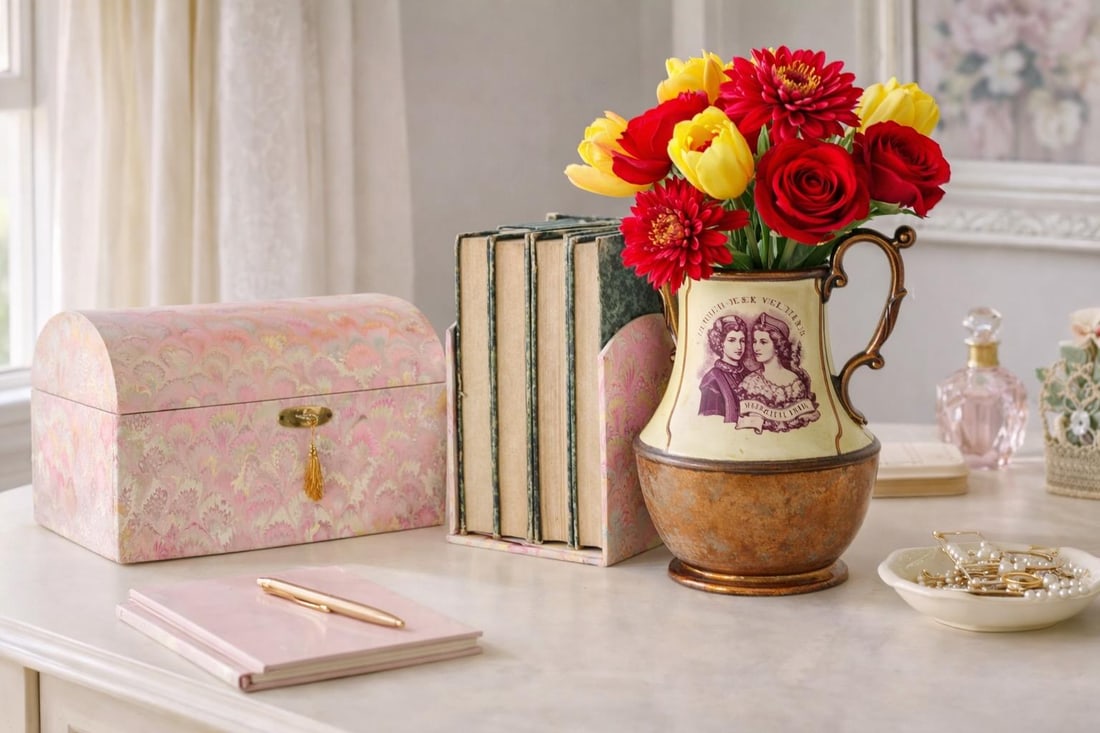 Il Papiro Firenze Marbled Desk Set with Box and Bookends - 5