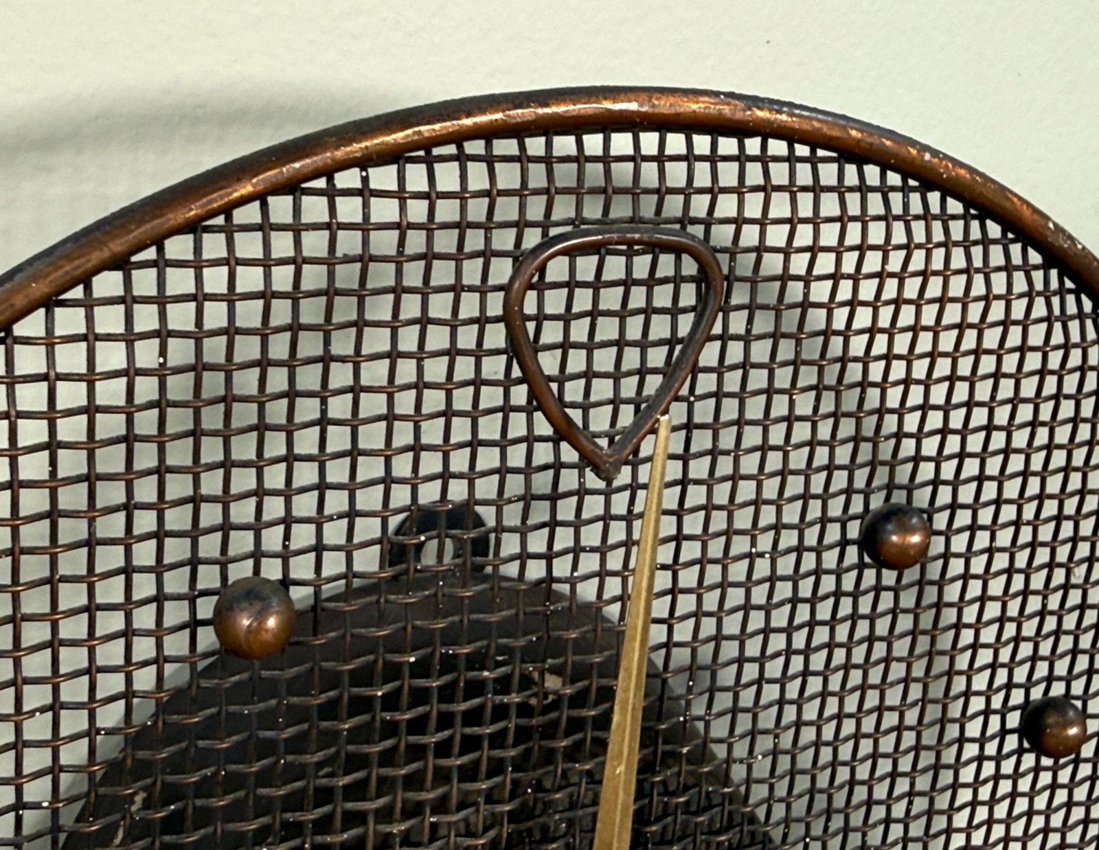 Mid Century Modern Copper Wire Mesh Wall Clock - 3