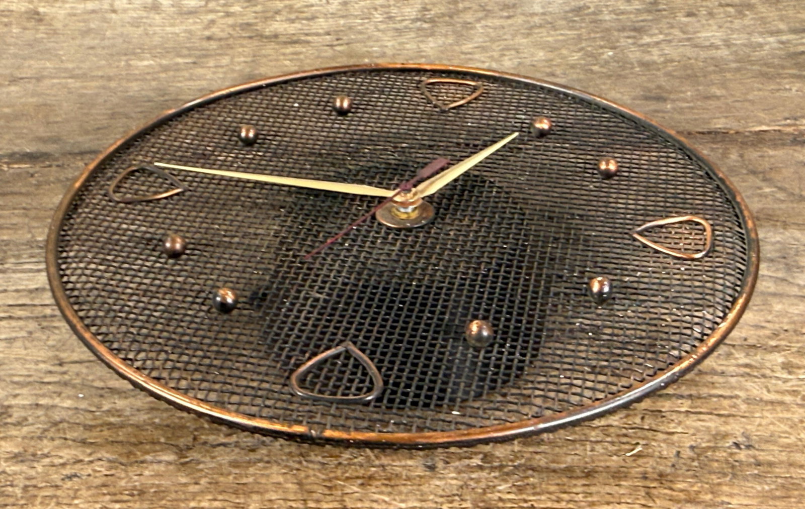 Mid Century Modern Copper Wire Mesh Wall Clock - 4
