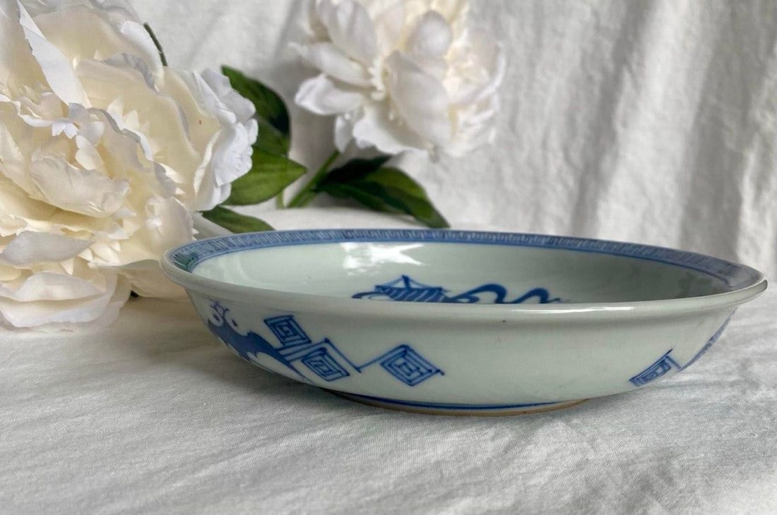Chinese Blue & White Porcelain Dragon Boat Plate | Chenghua Mark | Early 20th Century Ming Revival - 3