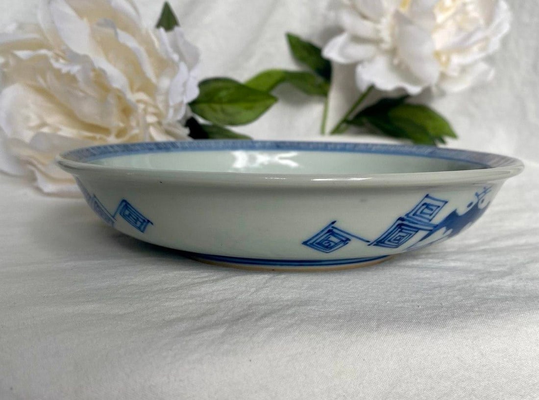 Chinese Blue & White Porcelain Dragon Boat Plate | Chenghua Mark | Early 20th Century Ming Revival - 4