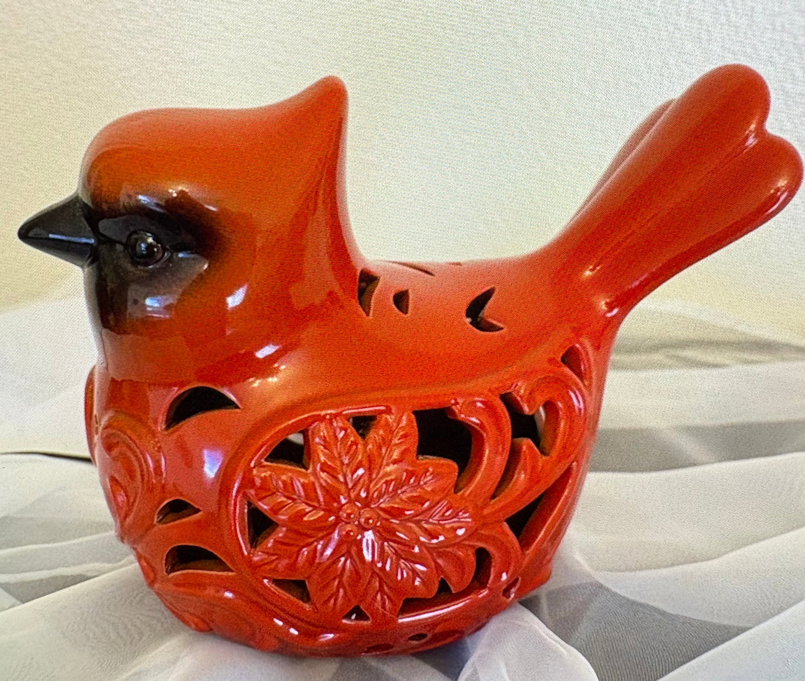 Vintage Red Cardinal Ceramic Desk Lamp - 3