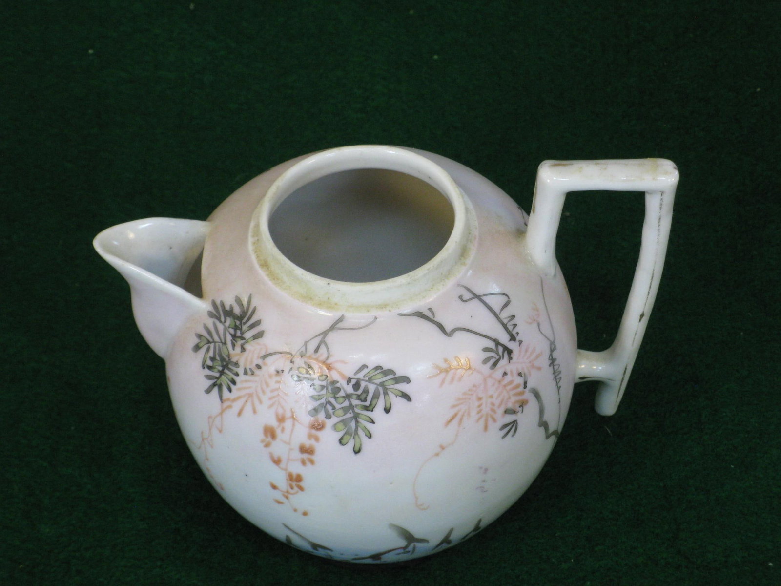 Mid 19th Century Satsuma Teapot Hand-Painted Vines & Blossoms Square Handle Japanese Meiji Period Si - 10