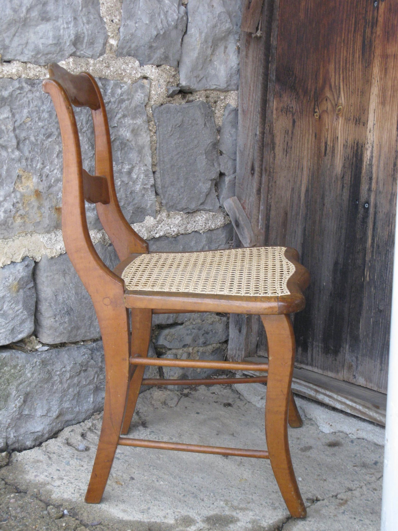 Antique Side Chair New Cane Seat Elegant Tiger & Bullseye Maple Cottage Bedroom - 3