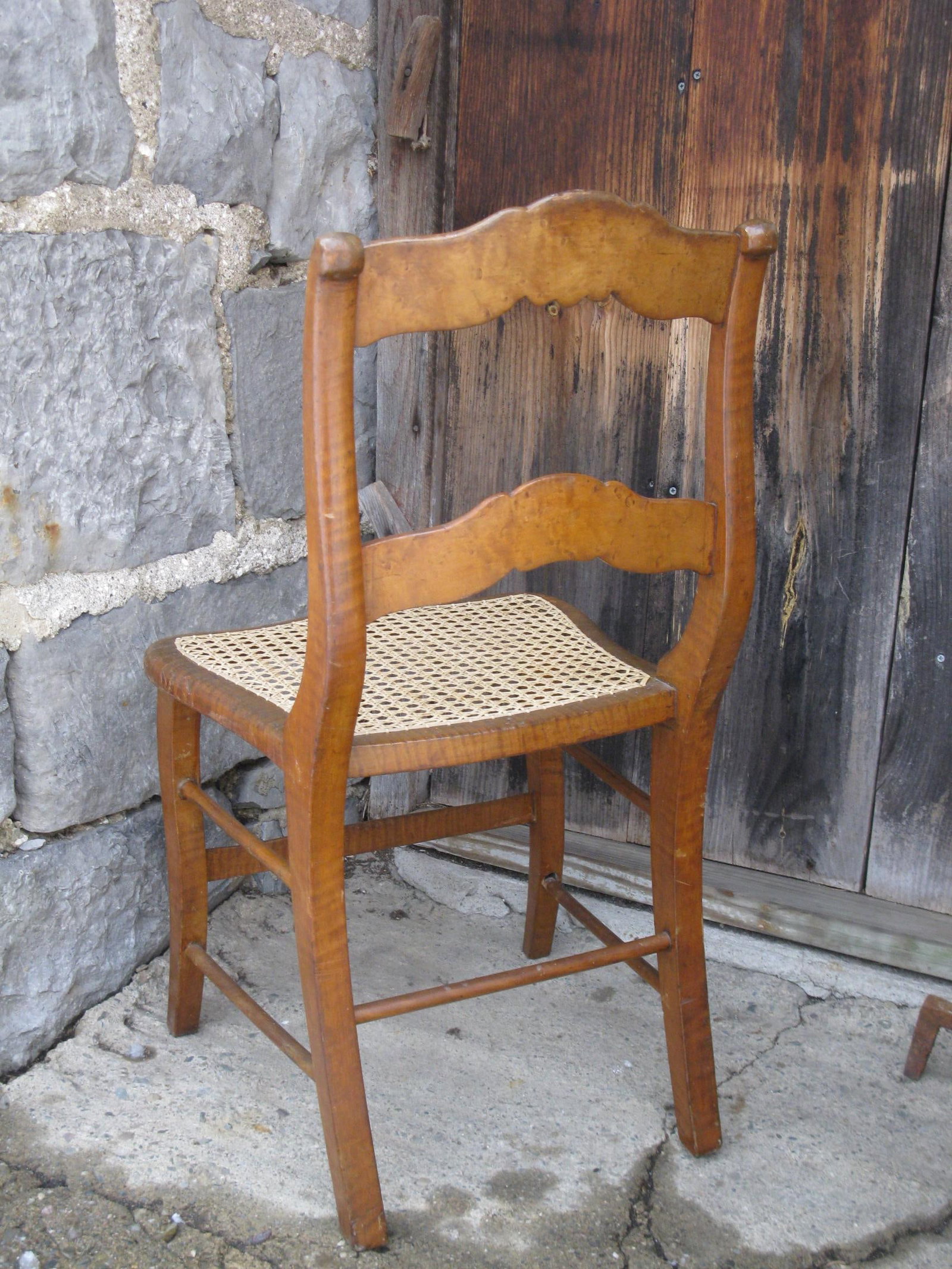 Antique Side Chair New Cane Seat Elegant Tiger & Bullseye Maple Cottage Bedroom - 4