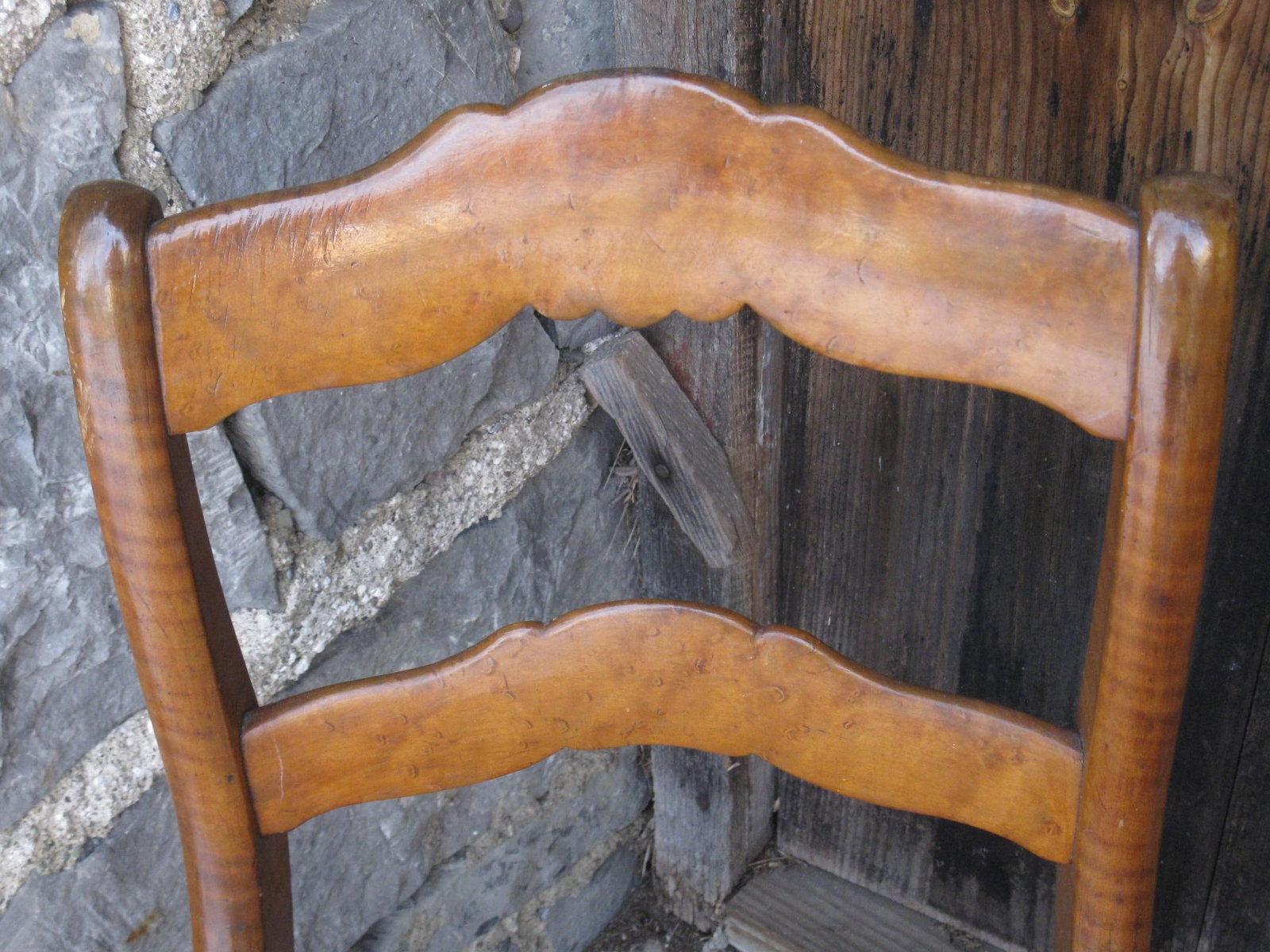 Antique Side Chair New Cane Seat Elegant Tiger & Bullseye Maple Cottage Bedroom - 5