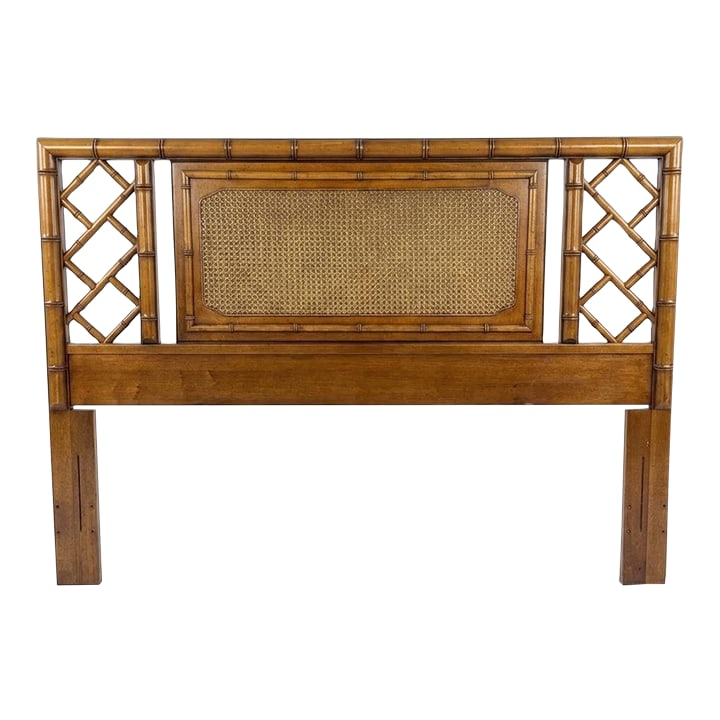 Mid-Century Palm Beach Regency Faux Bamboo and Cane Queen Headboard Attributed to Dixie - Tahiti Col: You aren't just looking for a place to rest your head-you are looking to create a bedroom sanctuary that feels like an escape from the ordinary, a space that commands attention with authentic,