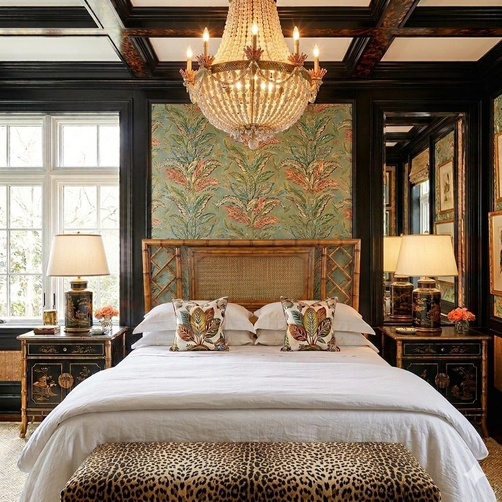 Mid-Century Palm Beach Regency Faux Bamboo and Cane Queen Headboard Attributed to Dixie - Tahiti Col - 2