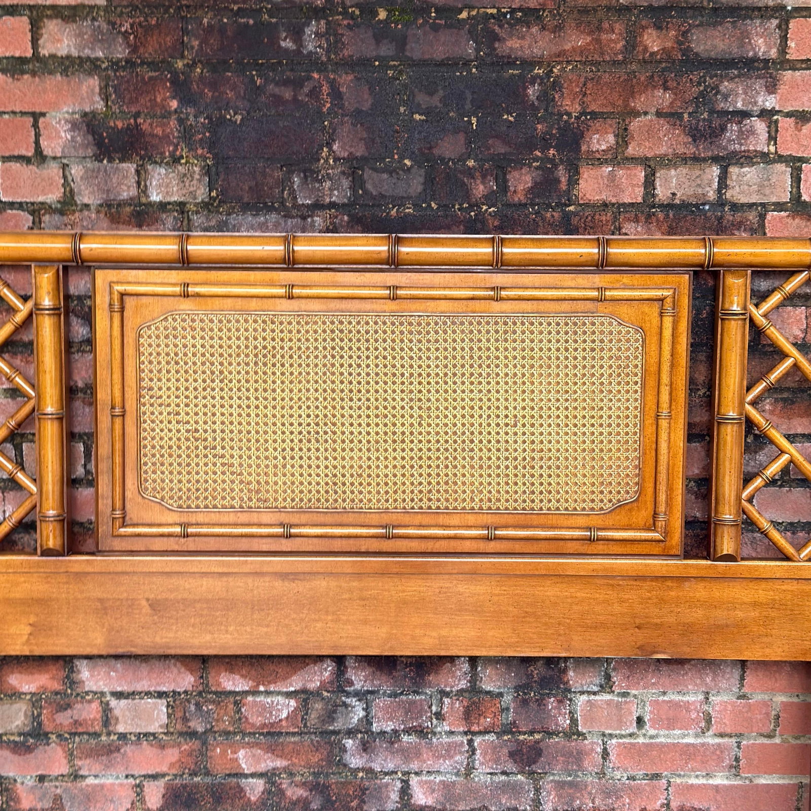 Mid-Century Palm Beach Regency Faux Bamboo and Cane Queen Headboard Attributed to Dixie - Tahiti Col - 6