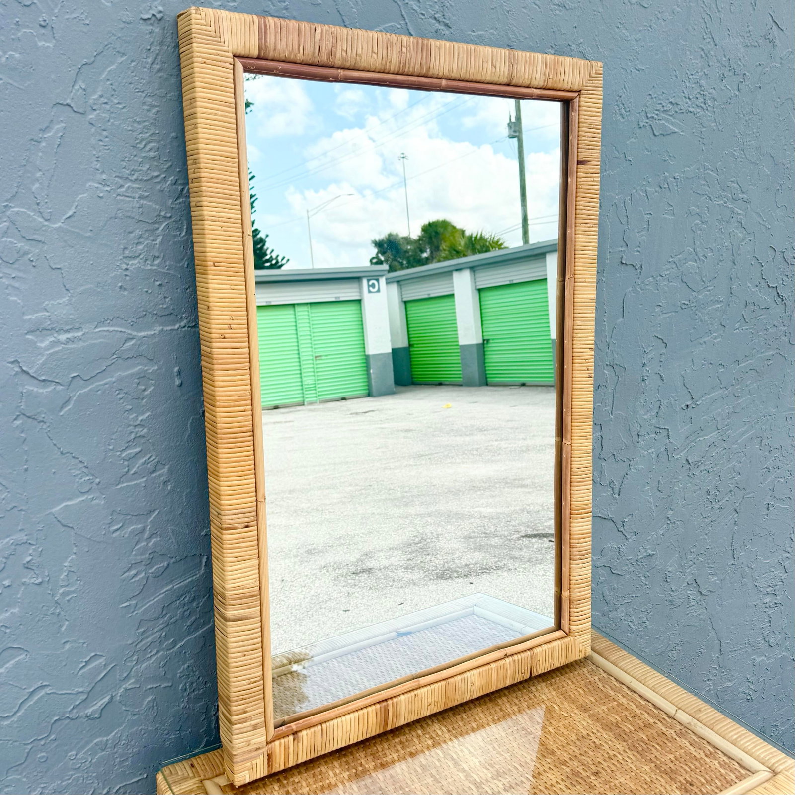 Boho Chic Wicker Wrapped Rattan Chest of Drawers With Mirror - 5