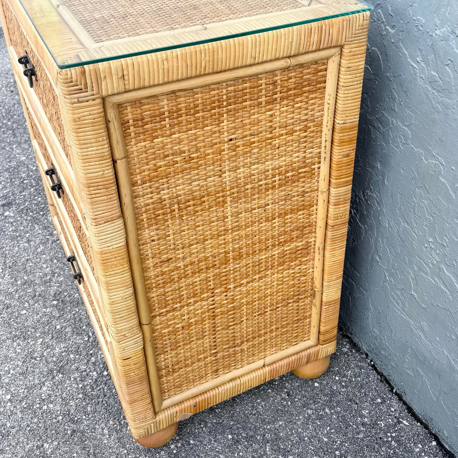 Boho Chic Wicker Wrapped Rattan Chest of Drawers With Mirror - 8