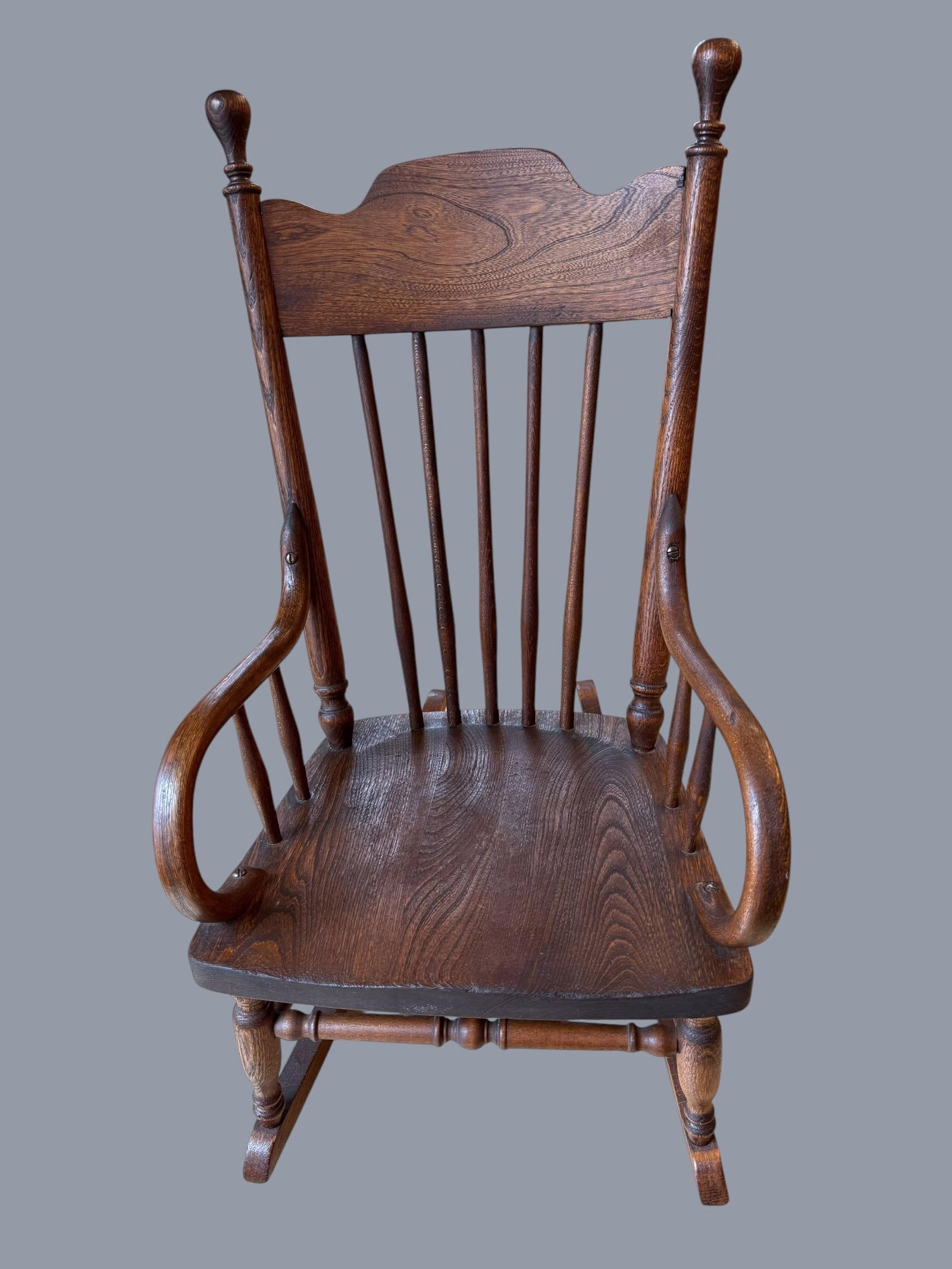 Antique Early American Oak Windsor Children's Rocker - 10