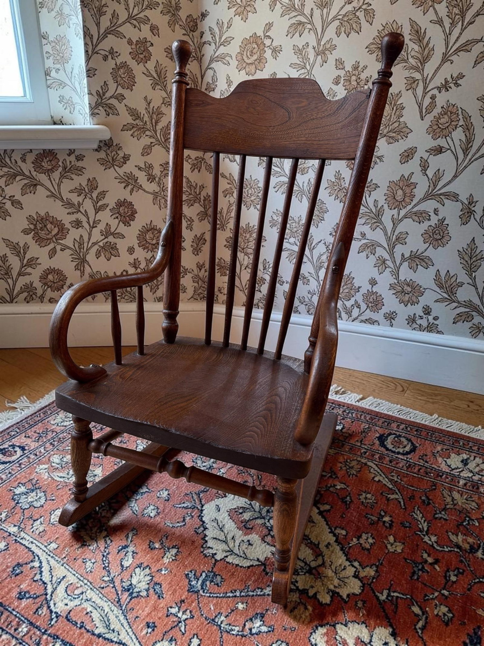 Antique Early American Oak Windsor Children's Rocker - 2