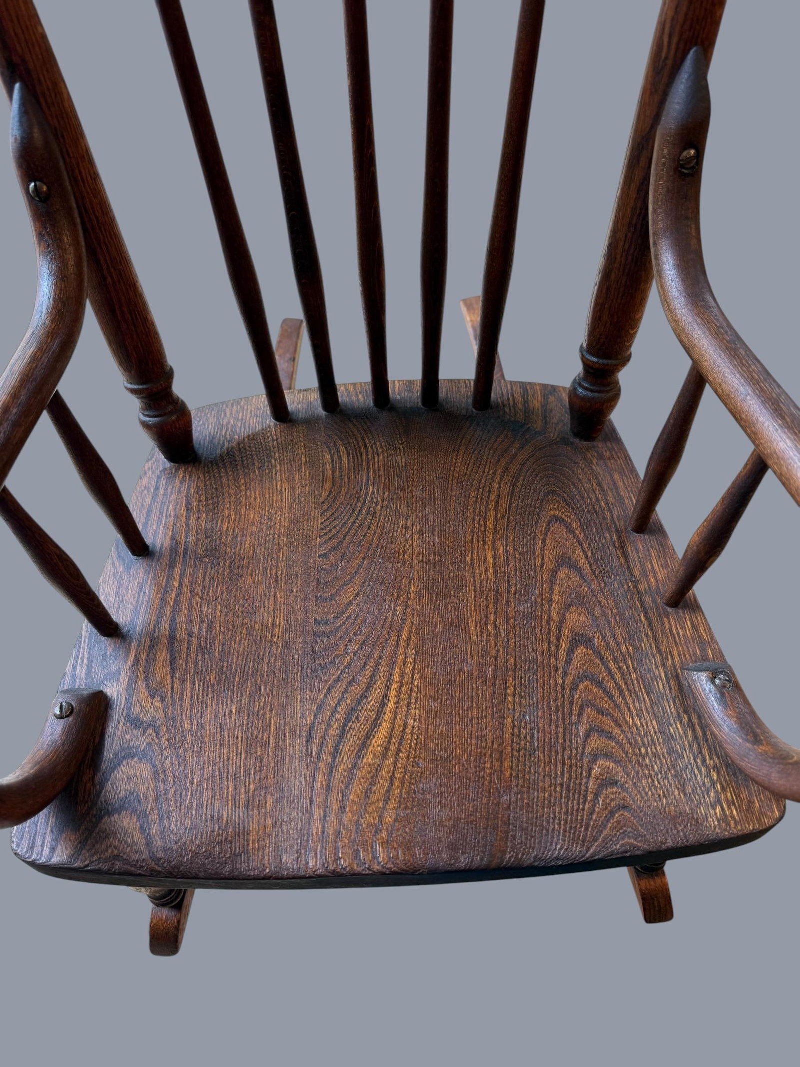 Antique Early American Oak Windsor Children's Rocker - 3
