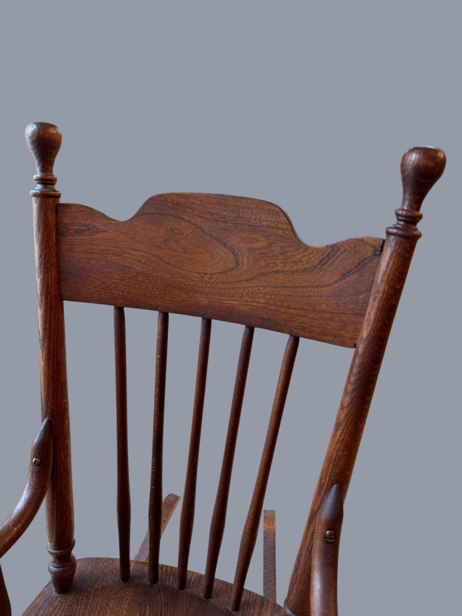 Antique Early American Oak Windsor Children's Rocker - 4