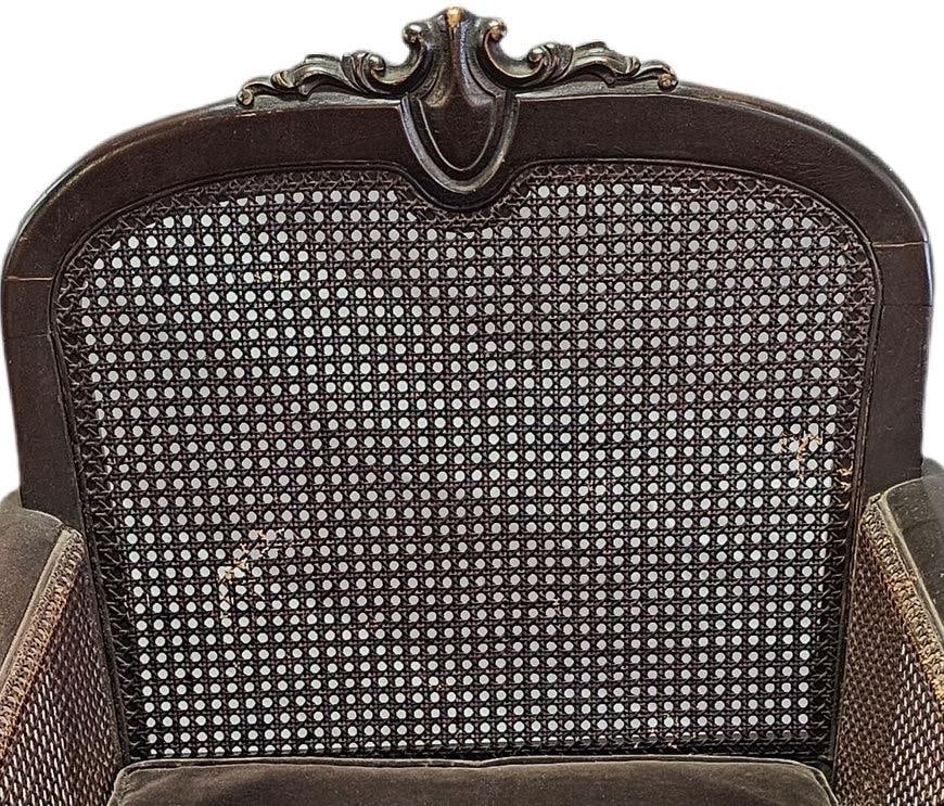 Antique French Louis XV-Style Double-Caned Bergere Wingback Armchair - 4