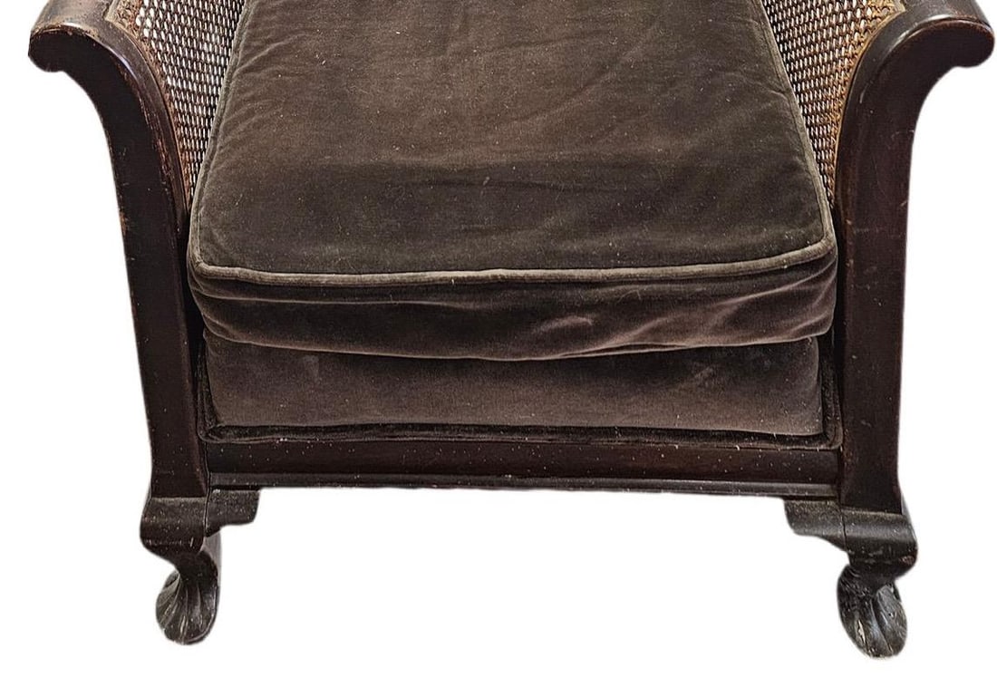 Antique French Louis XV-Style Double-Caned Bergere Wingback Armchair - 5