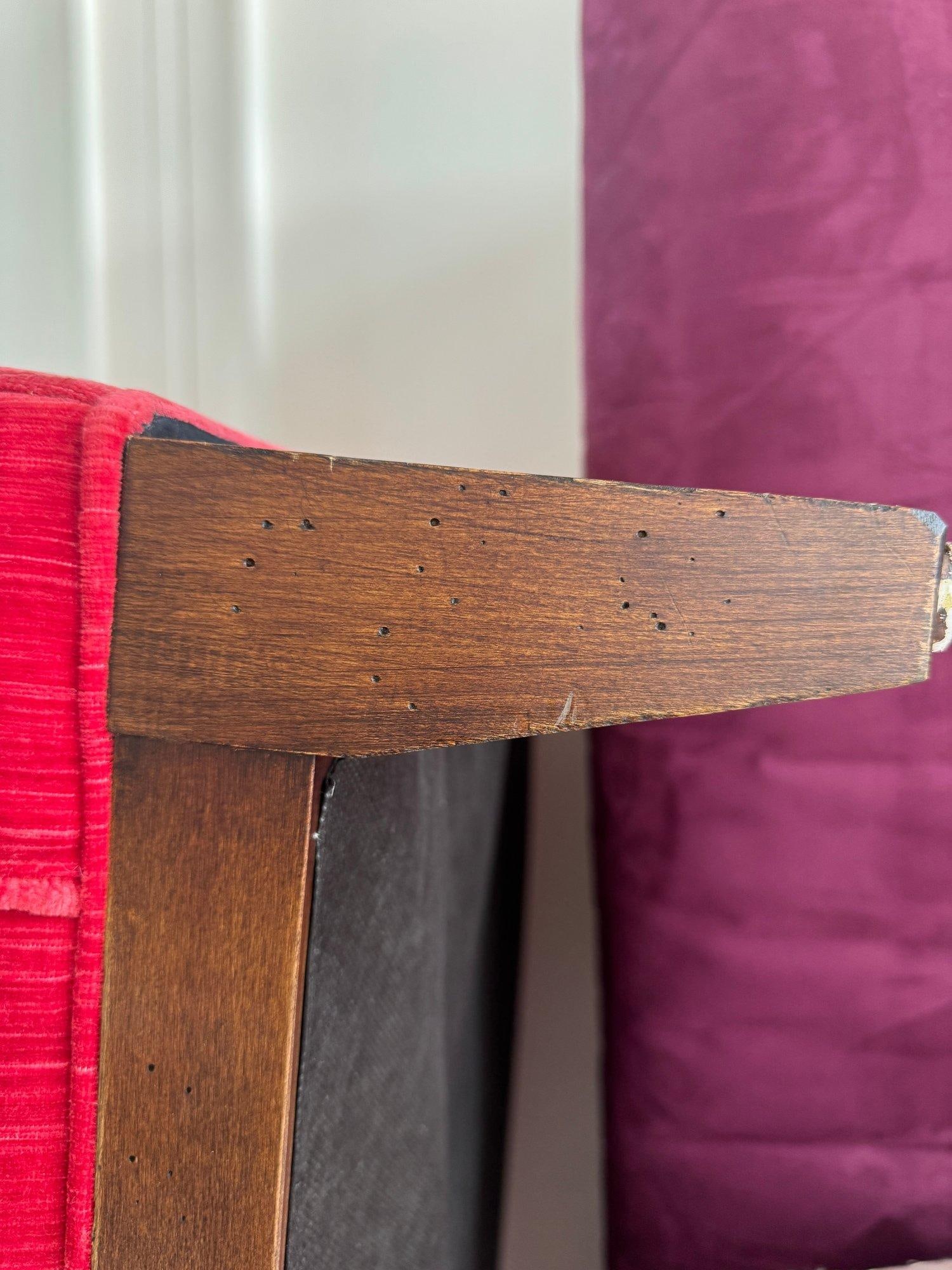 Kristin Drohan Collection Red Velvet Love Seat With Embroidered Down-Filled Throw Pillows - 10