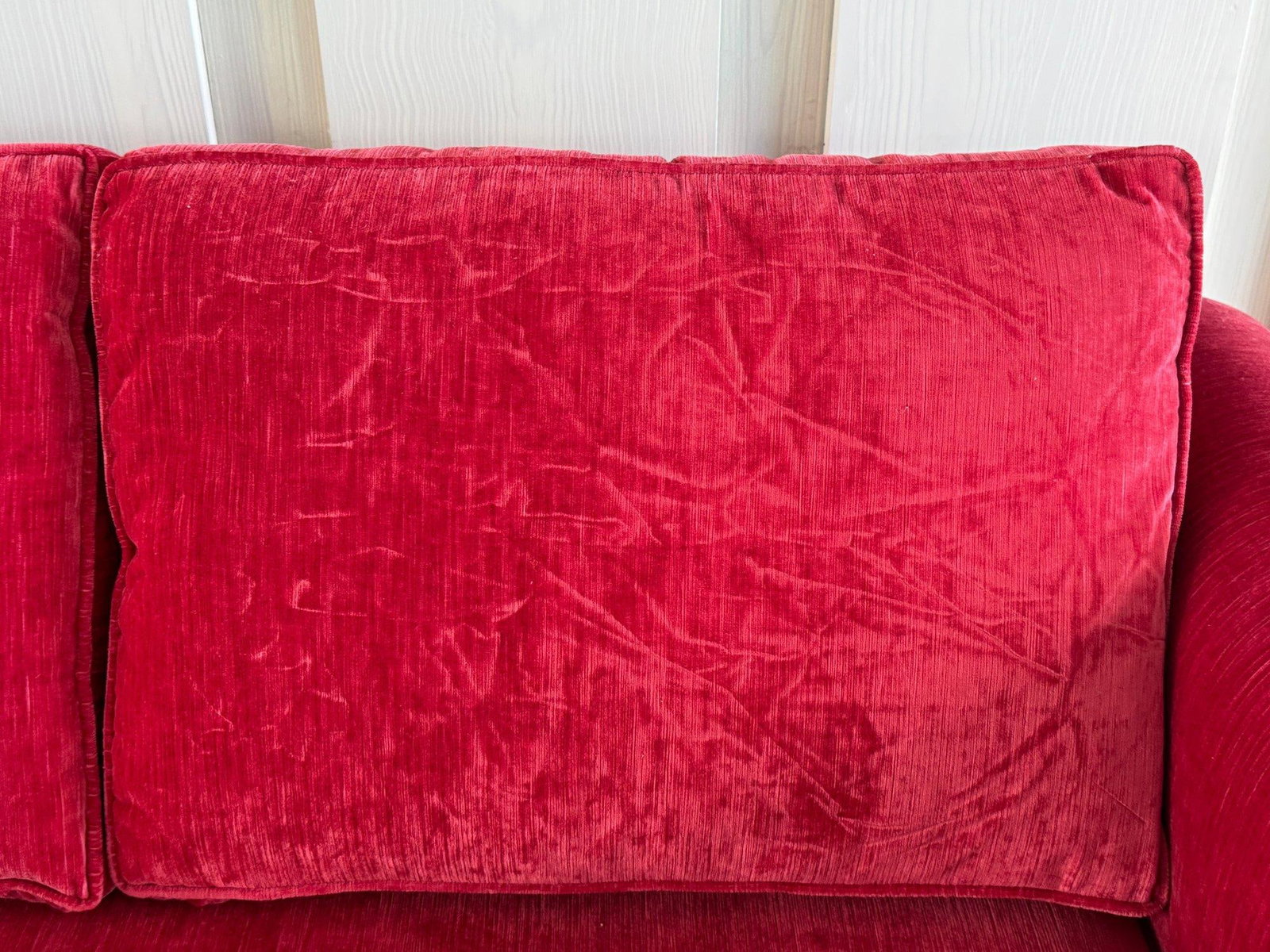 Kristin Drohan Collection Red Velvet Love Seat With Embroidered Down-Filled Throw Pillows - 7
