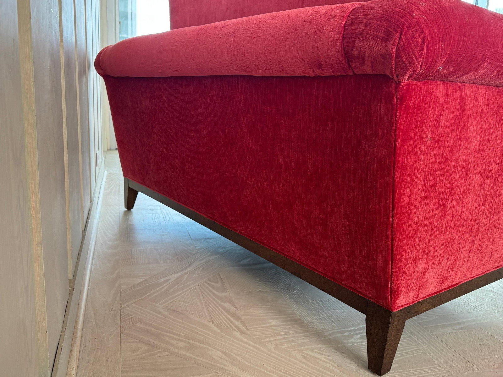 Kristin Drohan Collection Red Velvet Love Seat With Embroidered Down-Filled Throw Pillows - 9