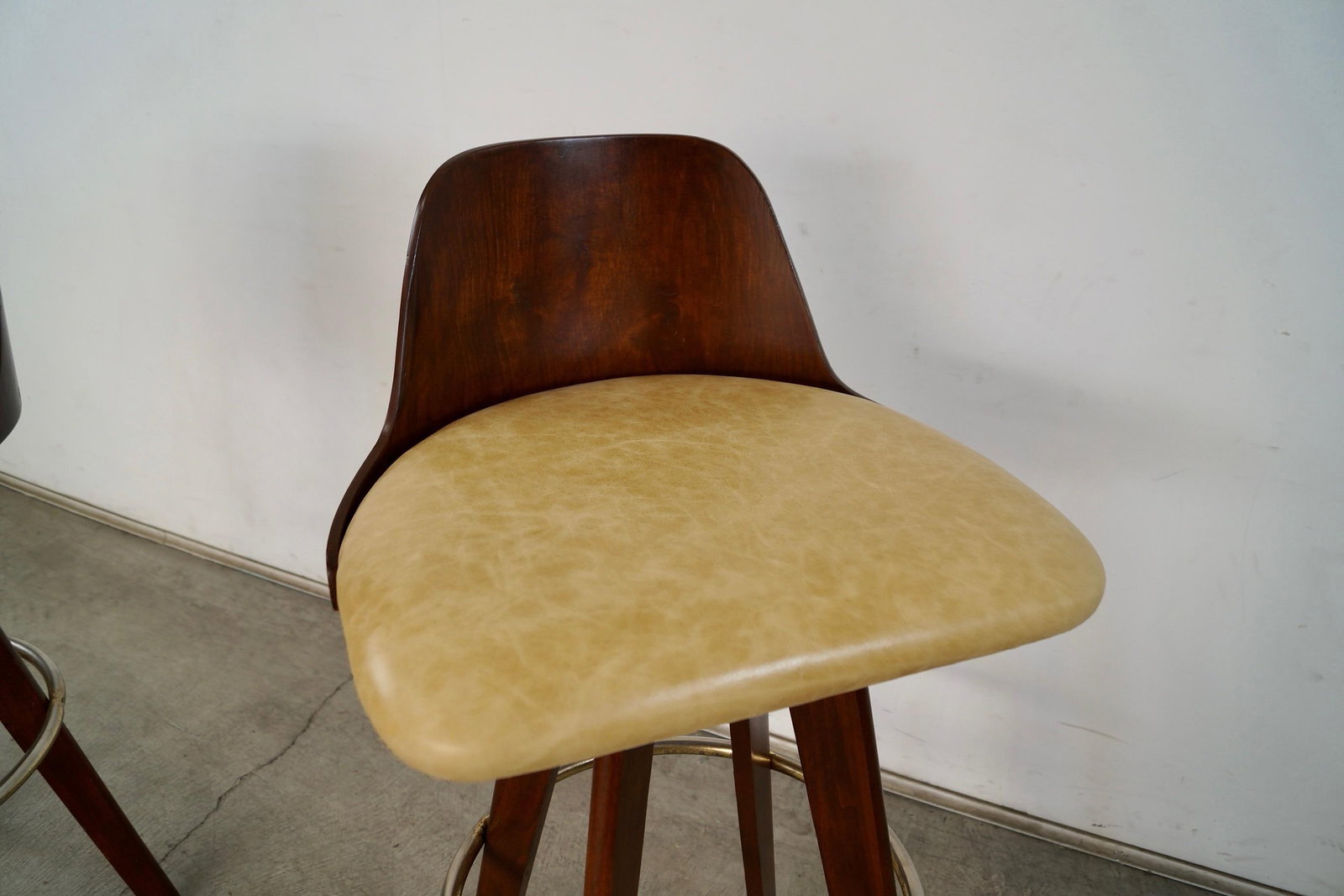 1960's Mid-Century Modern Walnut & Leather Bar Stools - A Pair - 9