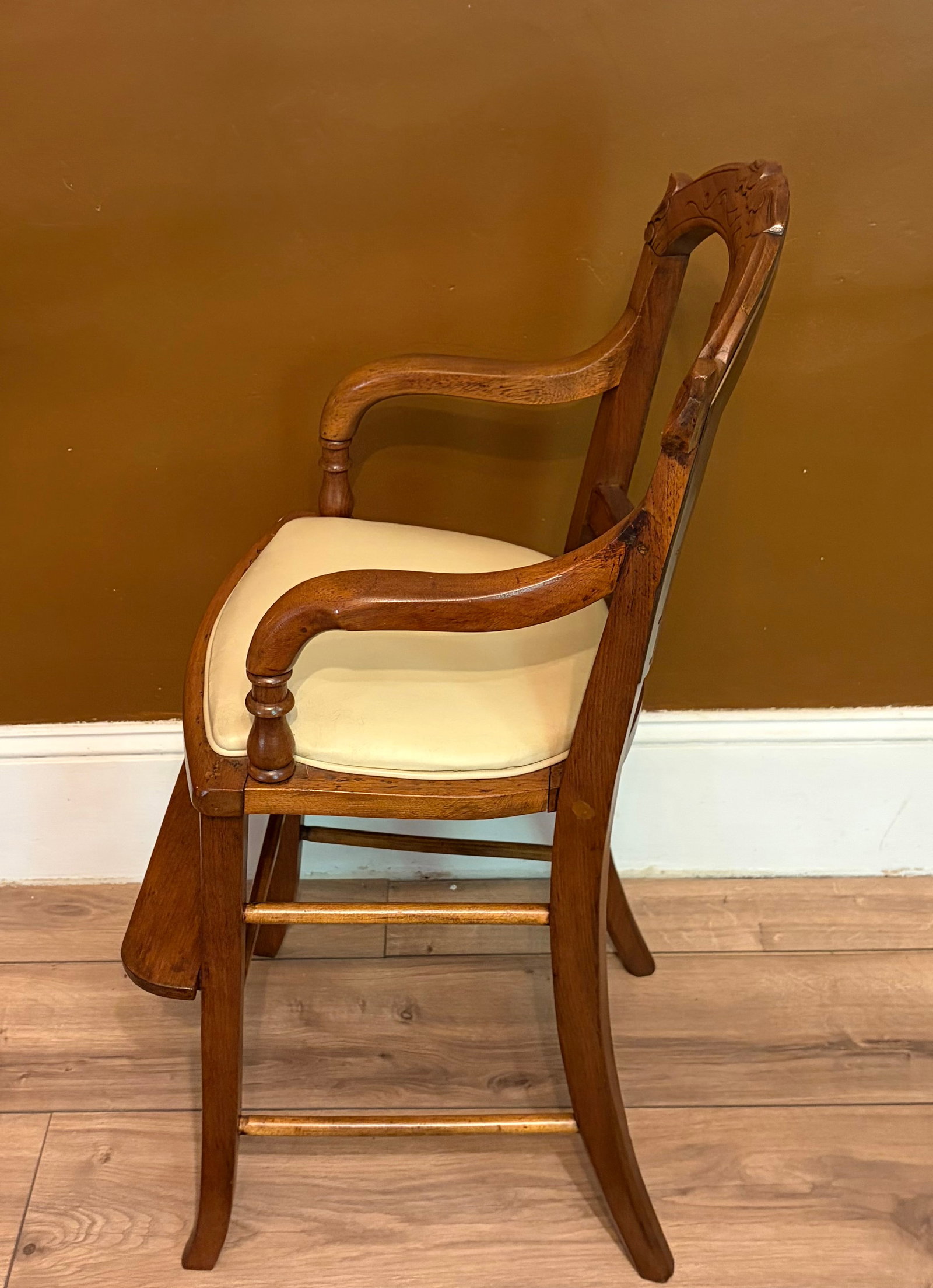Antique Eastlake Victorian Style Carved Walnut Youth Chair - 7