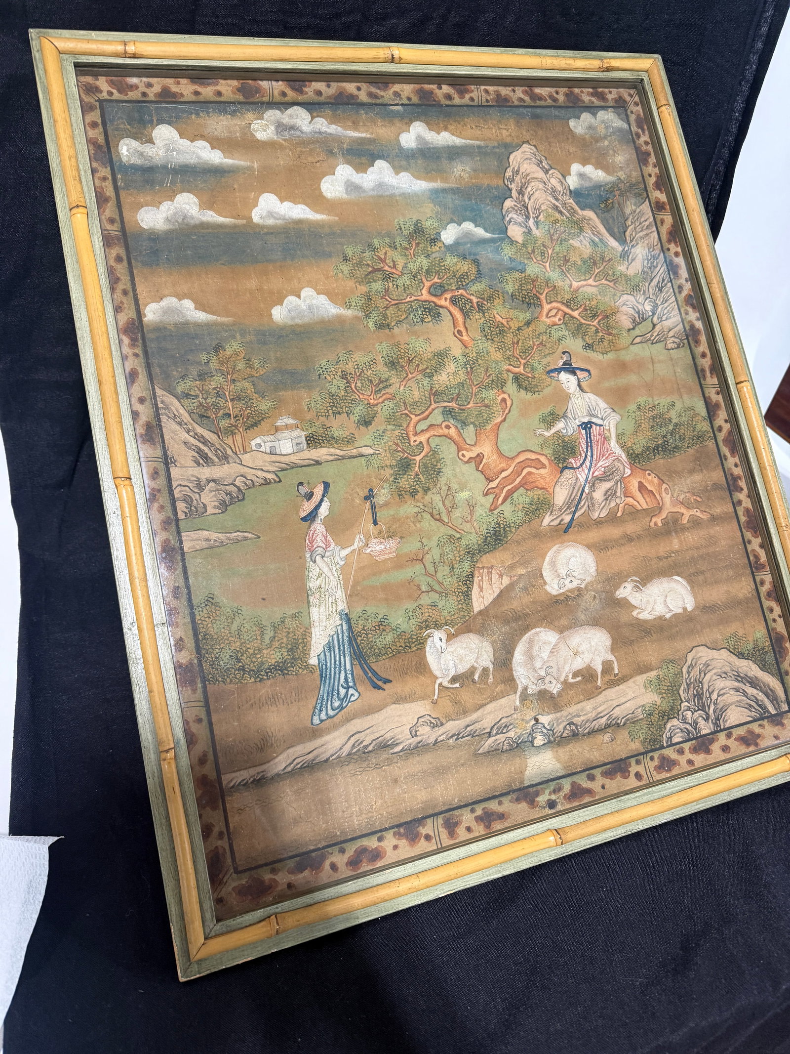 18th Century, Chinese Export Qing Pith Painting of Court Ladies *Stair & Co* - 6