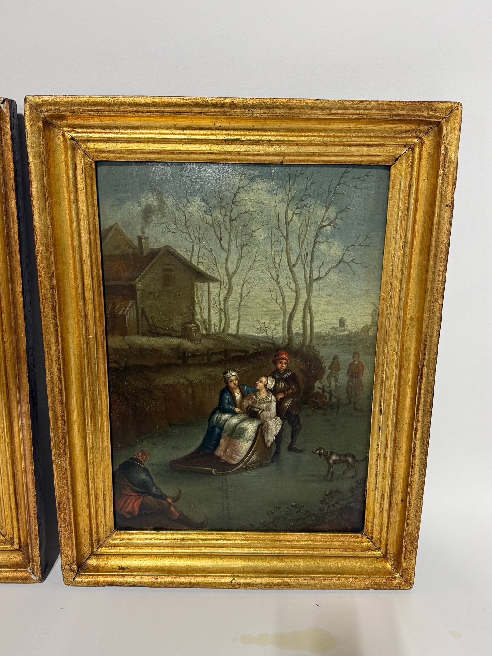 Pair, Continental School, 19th Century Dutch Taste Seasonal Genre Paintings - 7