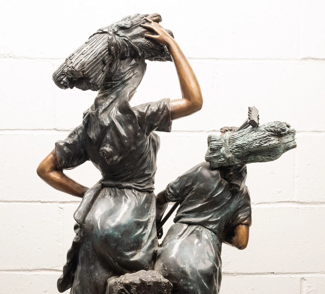 Large Antique French Bronze Sculpture "Return From the Harvest" Attributed to Mathurin Moreau - 10