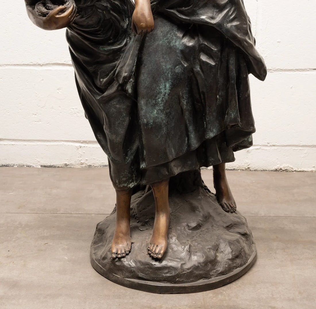 Large Antique French Bronze Sculpture "Return From the Harvest" Attributed to Mathurin Moreau - 11