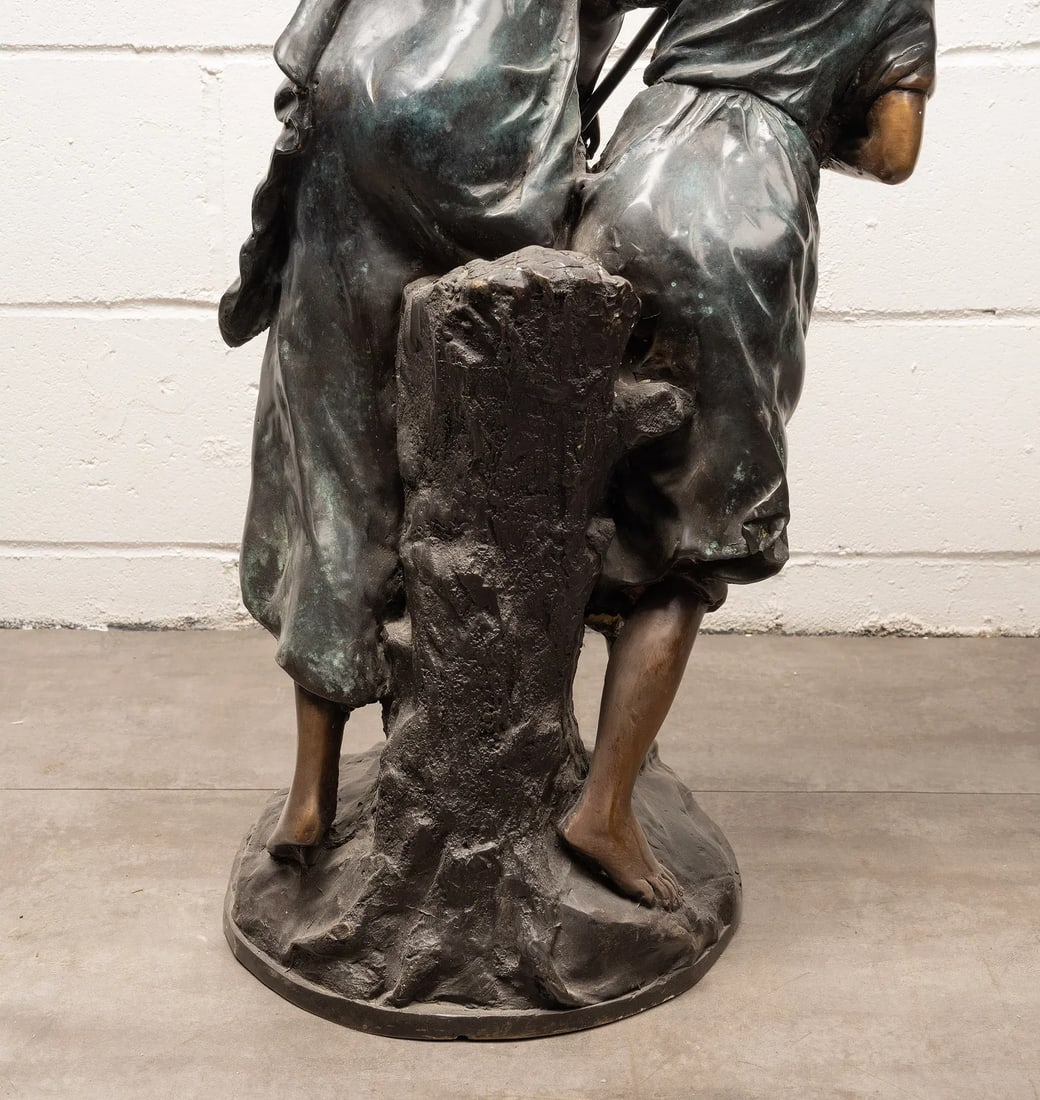 Large Antique French Bronze Sculpture "Return From the Harvest" Attributed to Mathurin Moreau - 12