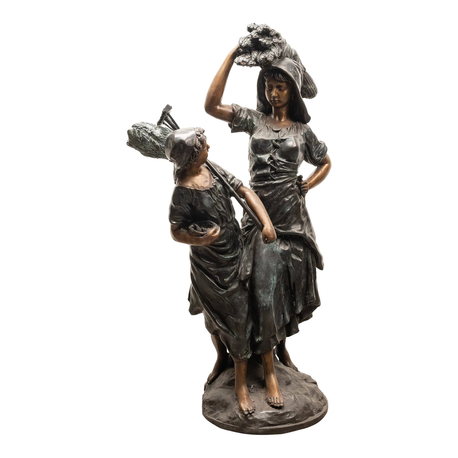 Large Antique French Bronze Sculpture "Return From the Harvest" Attributed to Mathurin Moreau: Large Antique French Bronze Sculpture "Return From The Harvest" Attributed to Mathurin Moreau This monumental antique bronze sculpture is a magnificent example of nineteenth-century French academic ar