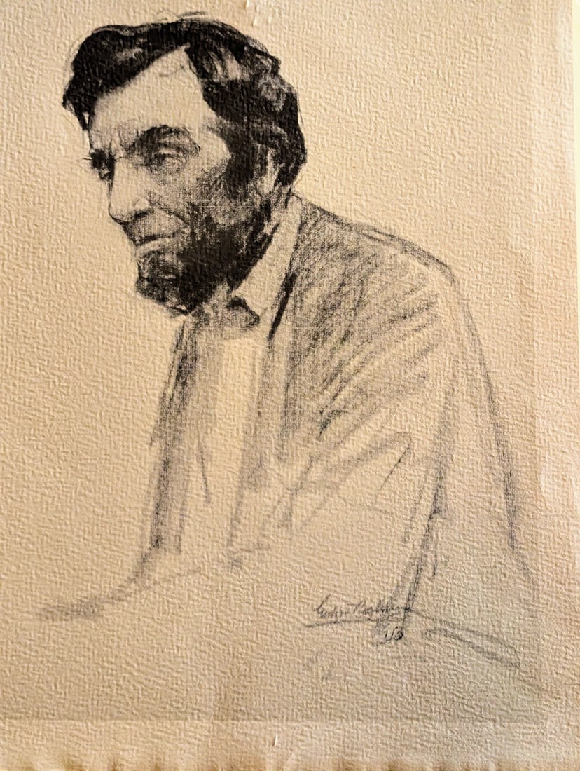 1920s Gutzon Borglum "The Lonely Lincoln" Drawing - 2