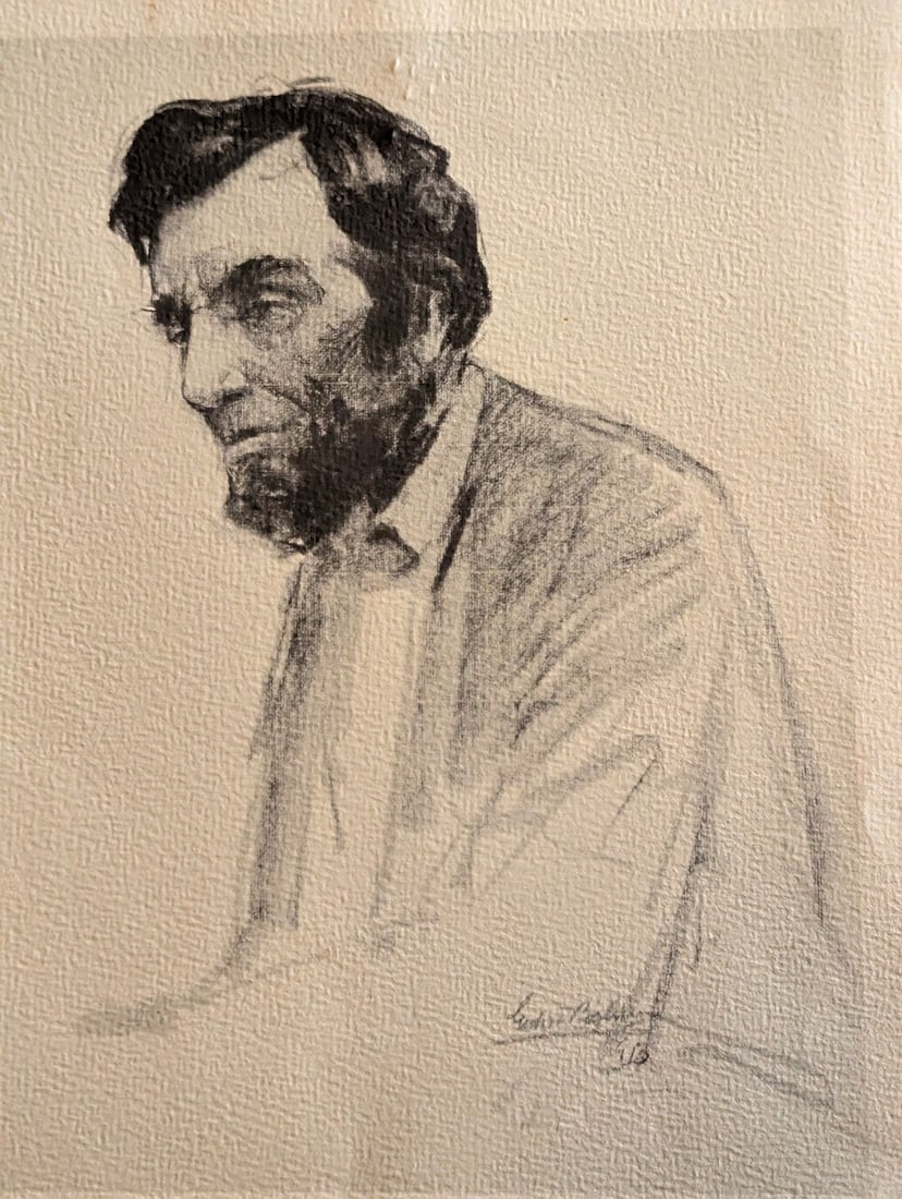 1920s Gutzon Borglum "The Lonely Lincoln" Drawing - 3