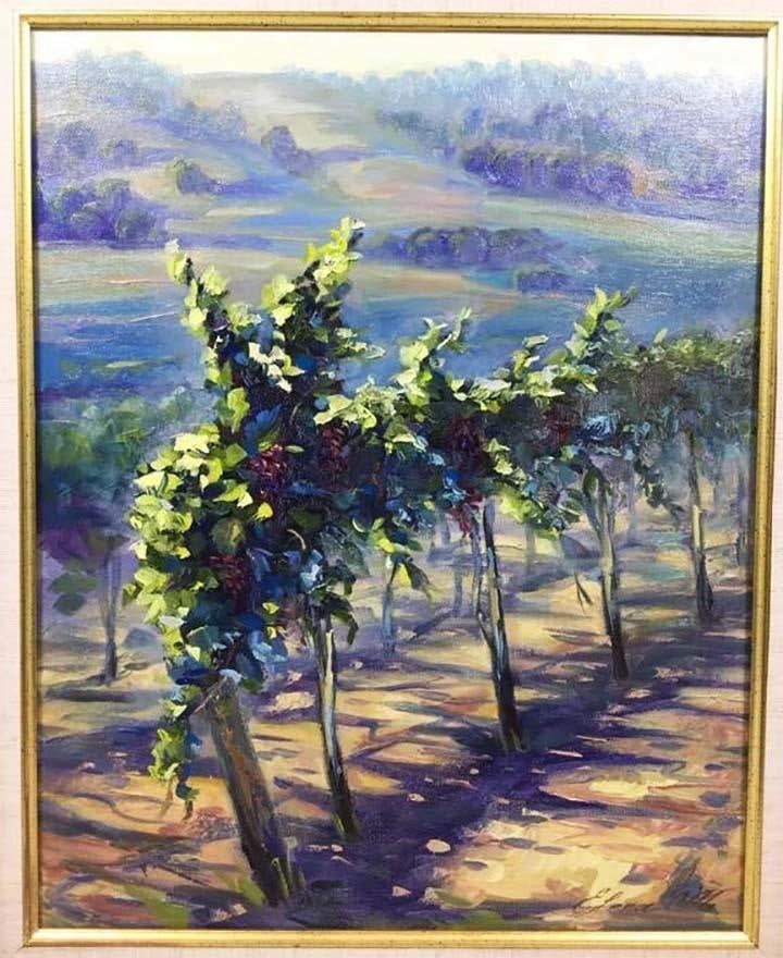 Original Signed Oil Painting "Grape Vine" by Elena Morris - 2